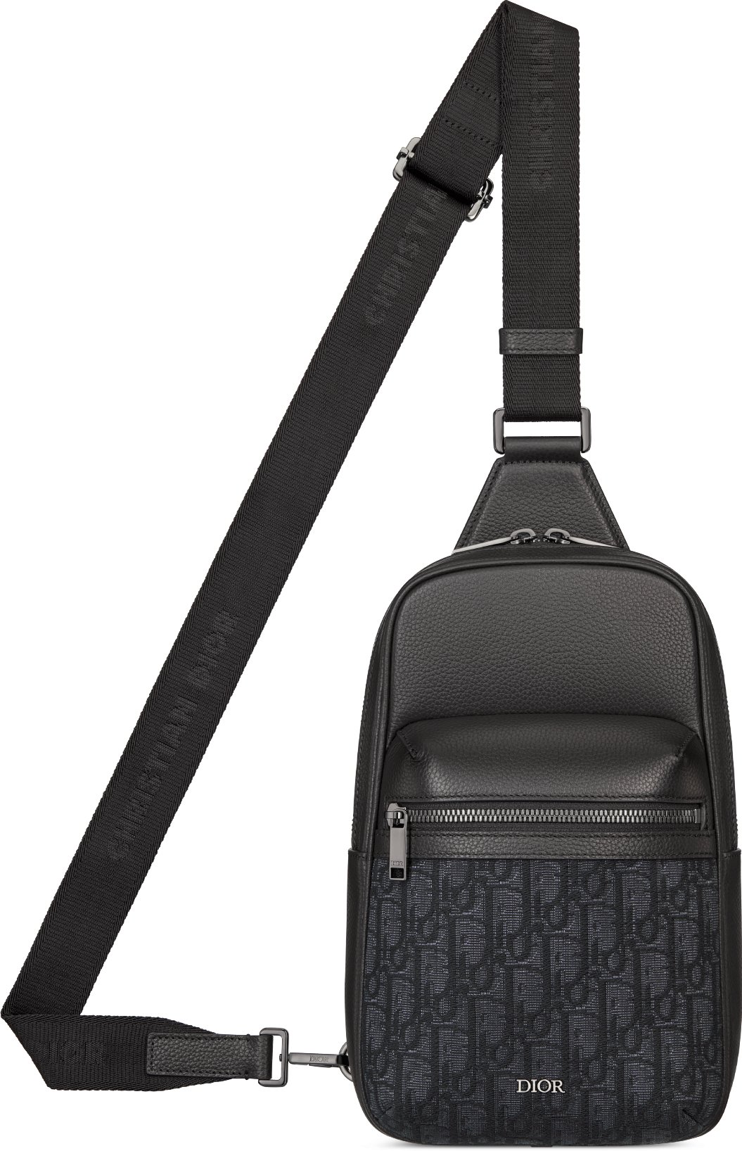 Rider 2.0 Sling Bag Black Dior Oblique Jacquard and Black Grained Calfskin DIOR