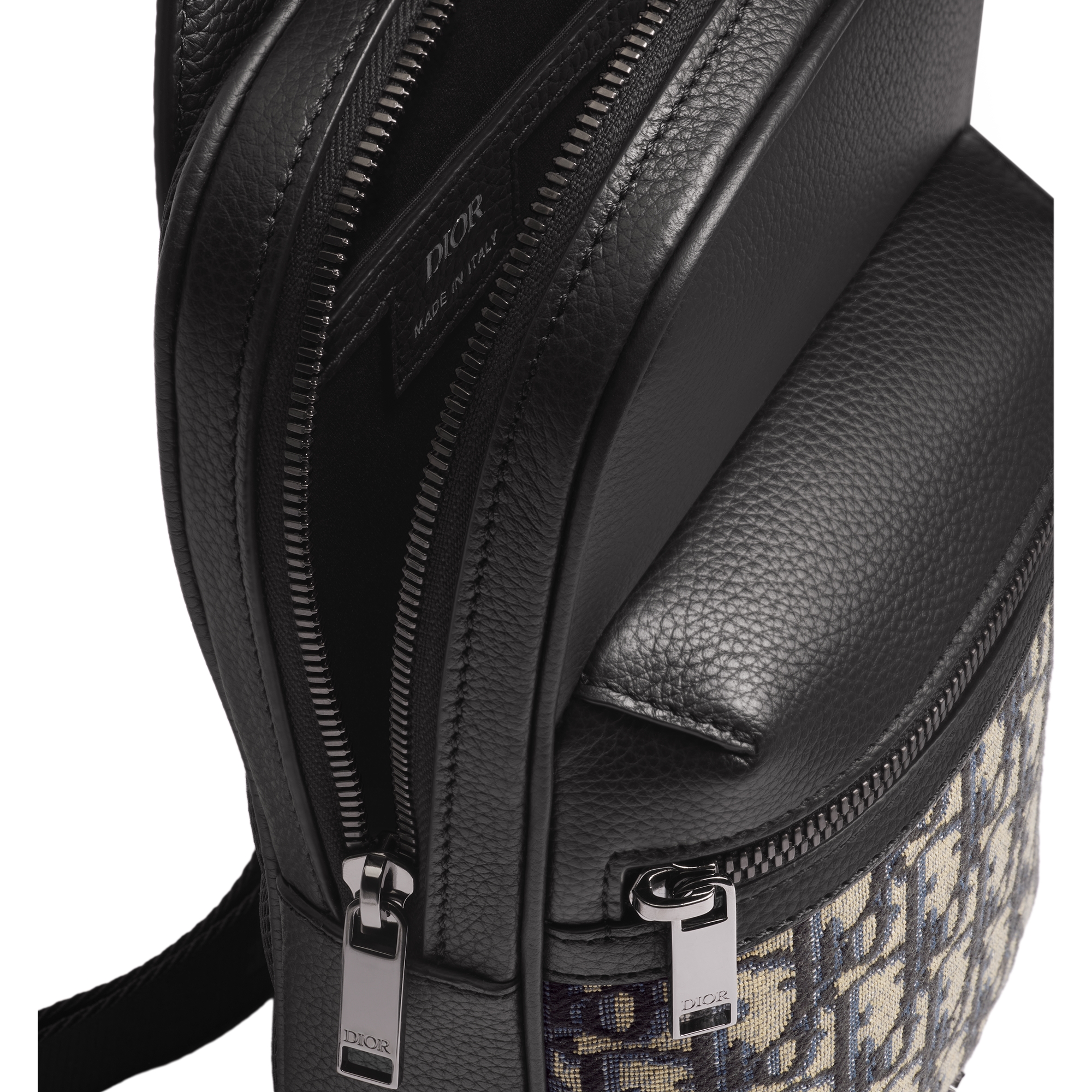 Rider 2.0 Sling Bag Beige and Black Dior Oblique Jacquard with Black Grained Calfskin E06