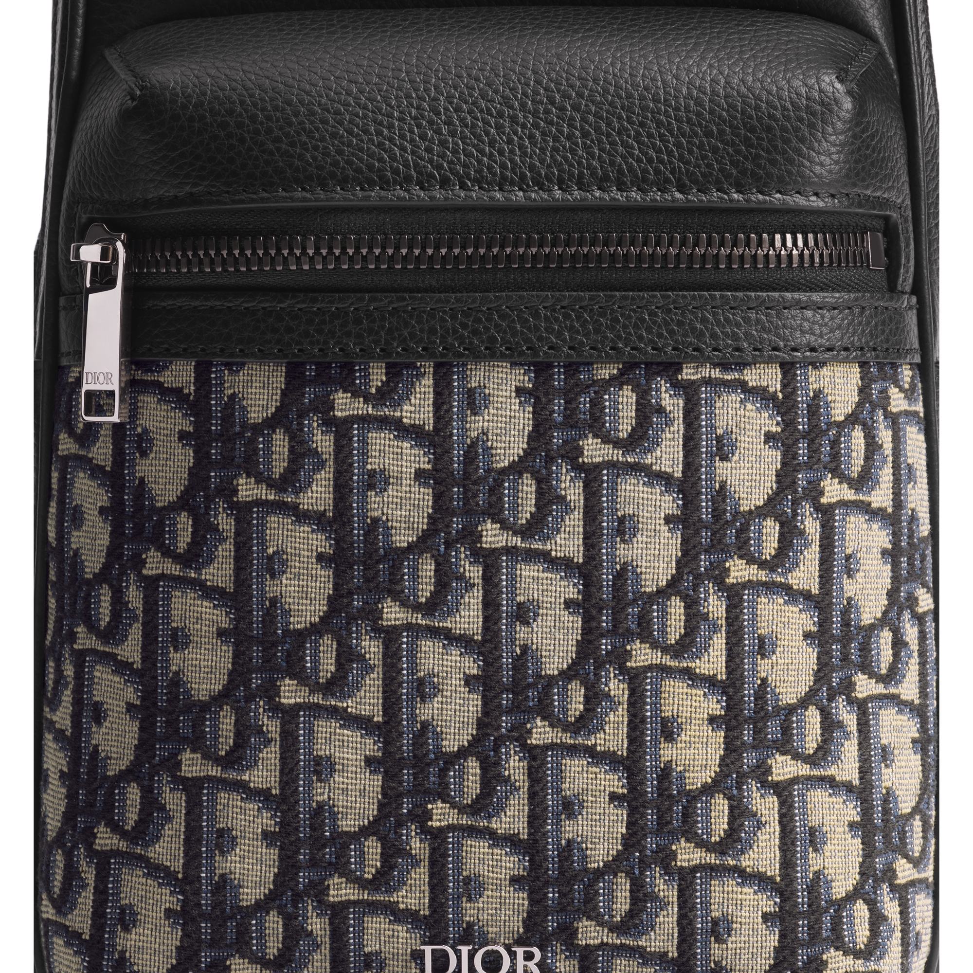Rider 2.0 Sling Bag Beige and Black Dior Oblique Jacquard with Black Grained Calfskin E09
