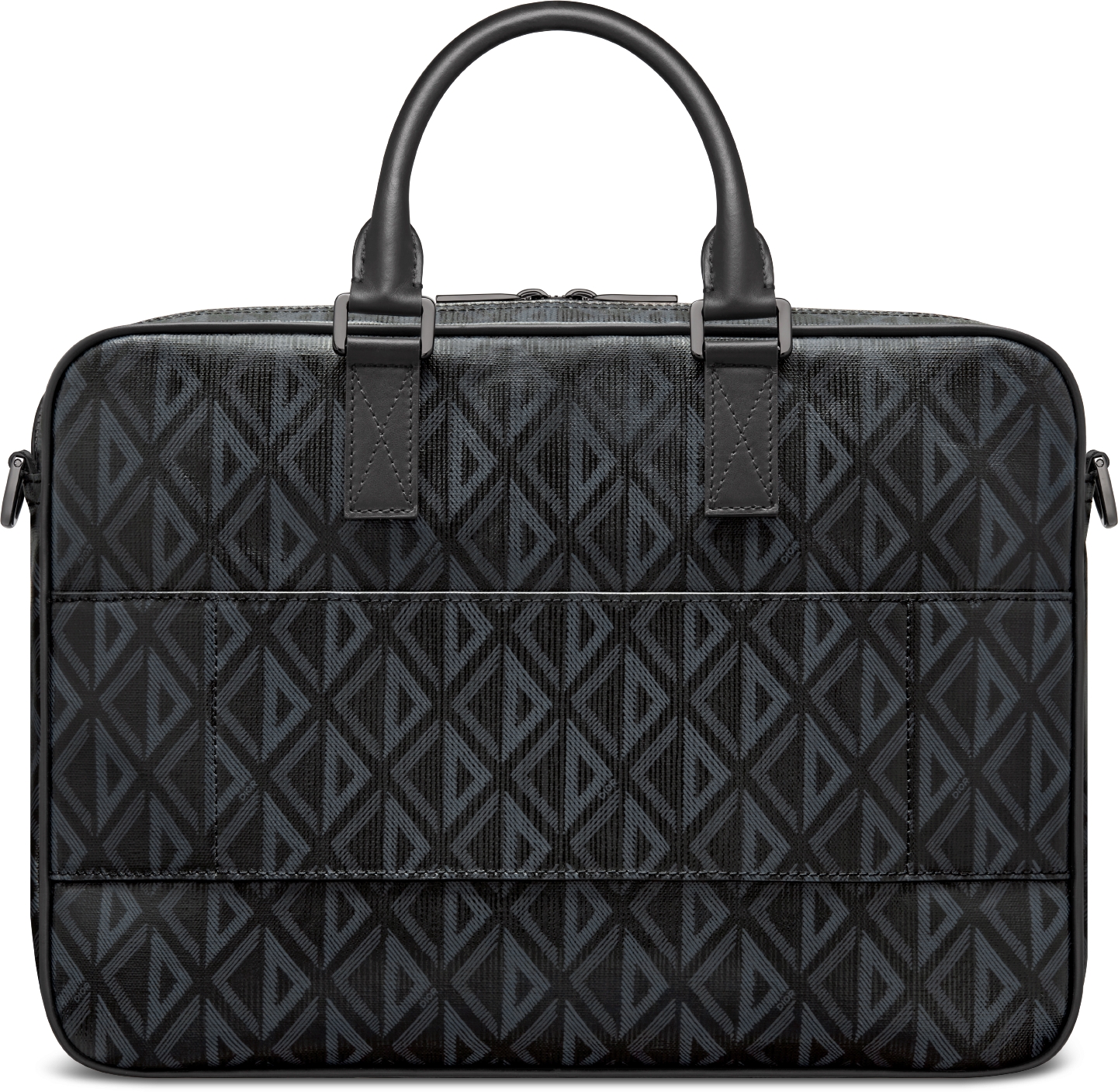 Dior Hit the Road Briefcase Black Coated Cotton Canvas with CD Diamond Print DIOR