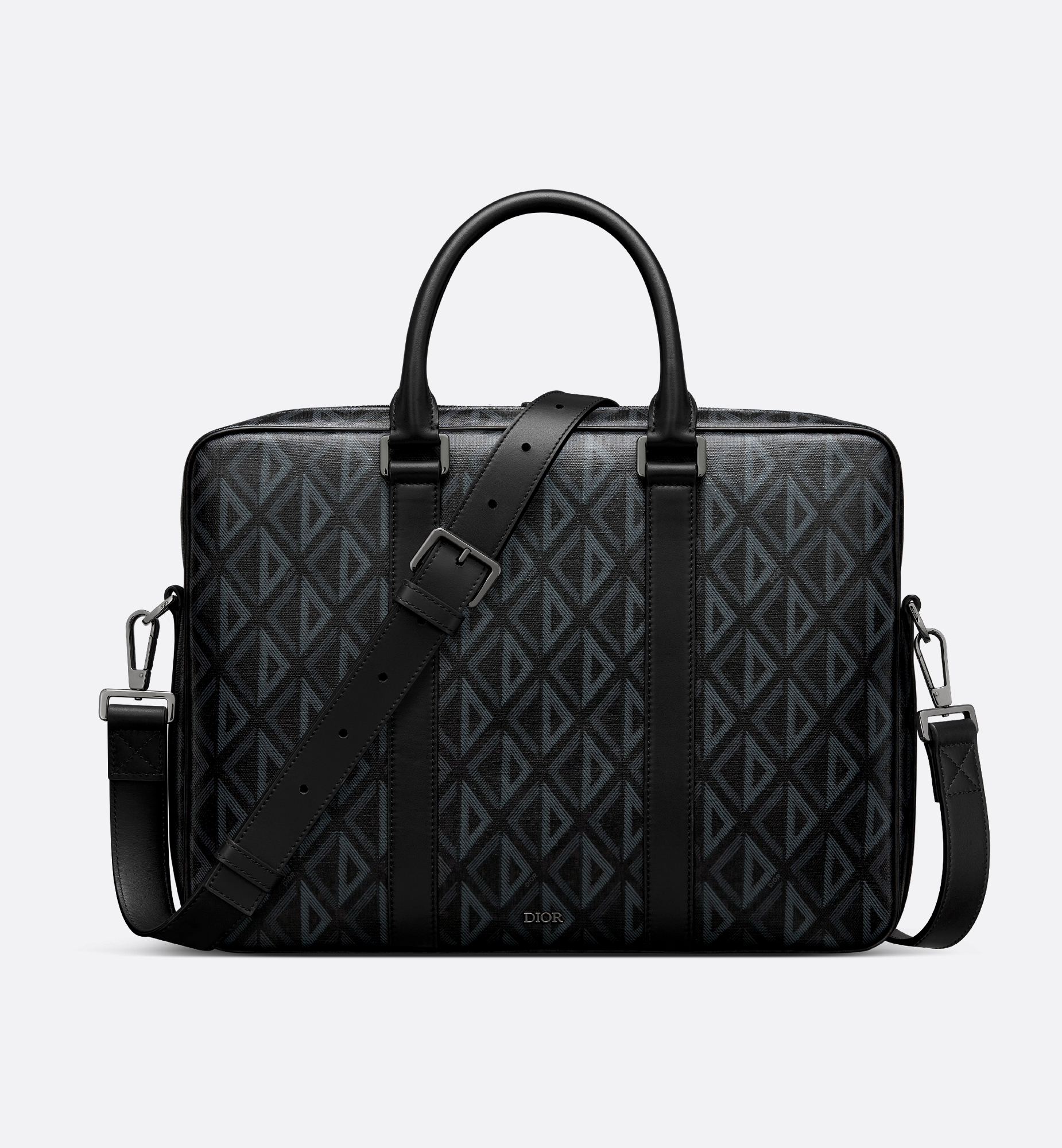 Zipped Briefcase Black Coated Cotton Canvas with CD Diamond Zipped Briefcase Black Coated Cotton Canvas with CD Diamond