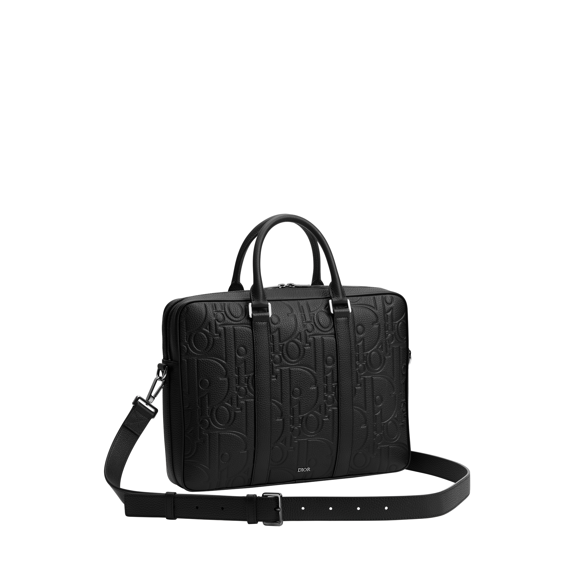 Zipped Briefcase Black Dior Gravity Leather and Black Grained Calfskin E03