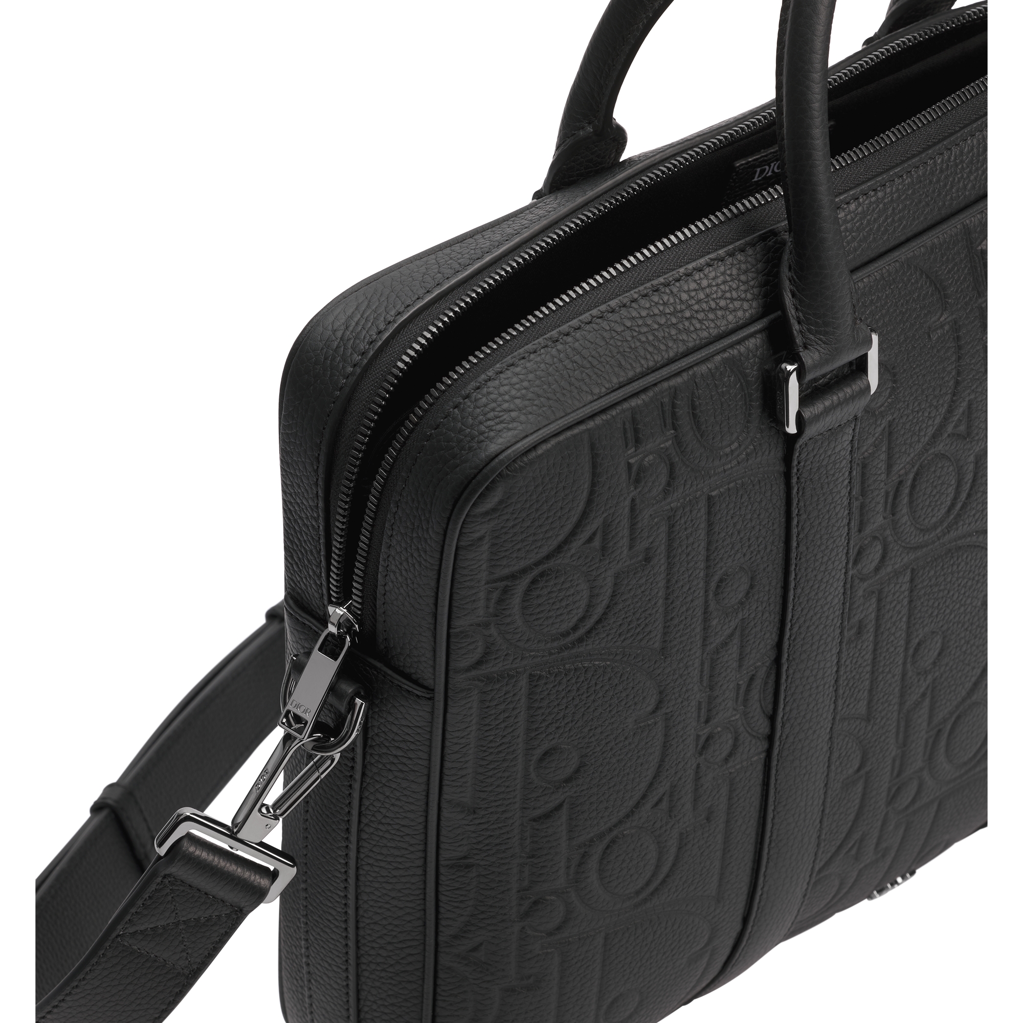 Zipped Briefcase Black Dior Gravity Leather and Black Grained Calfskin E06