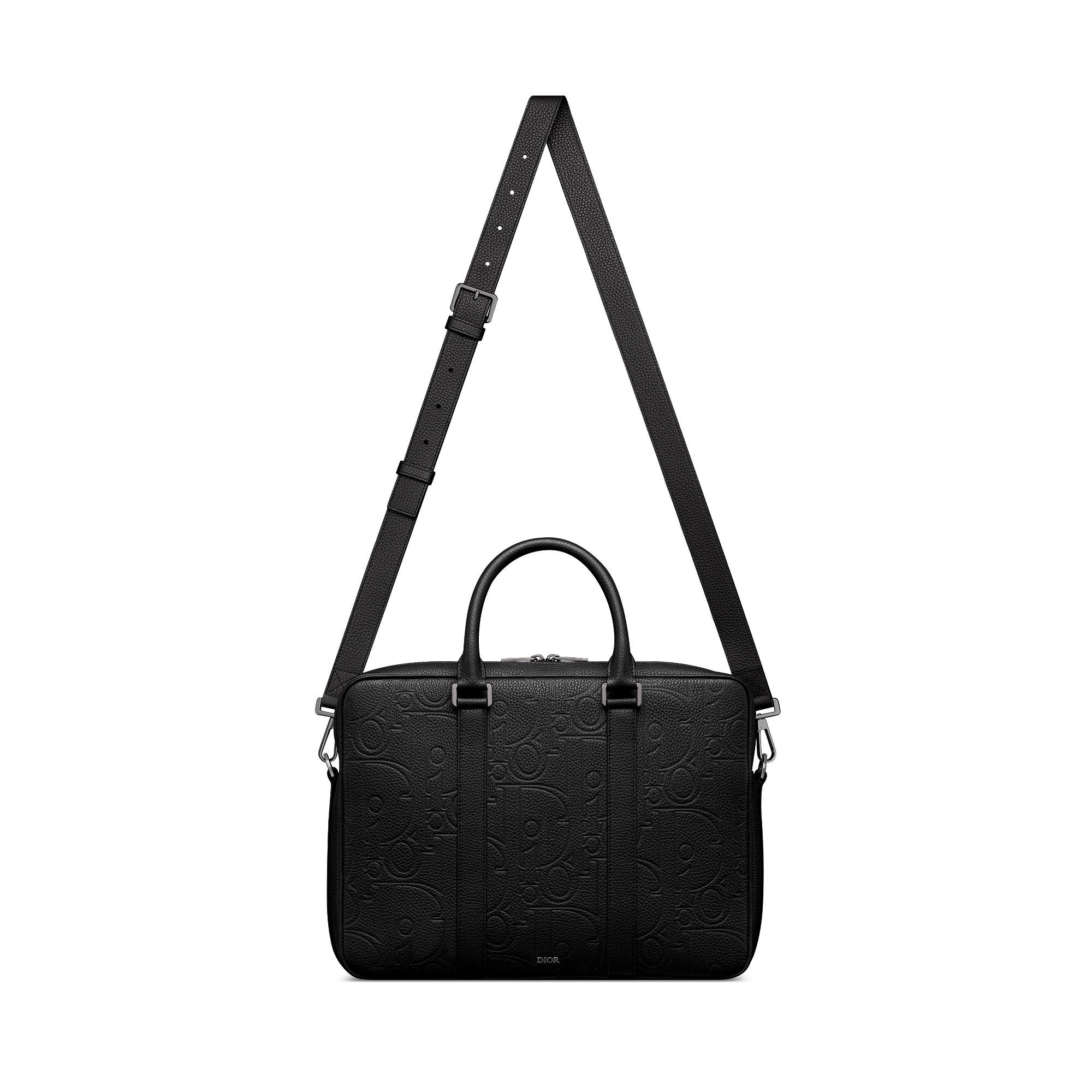 Zipped Briefcase Black Dior Gravity Leather and Black Grained Calfskin E07