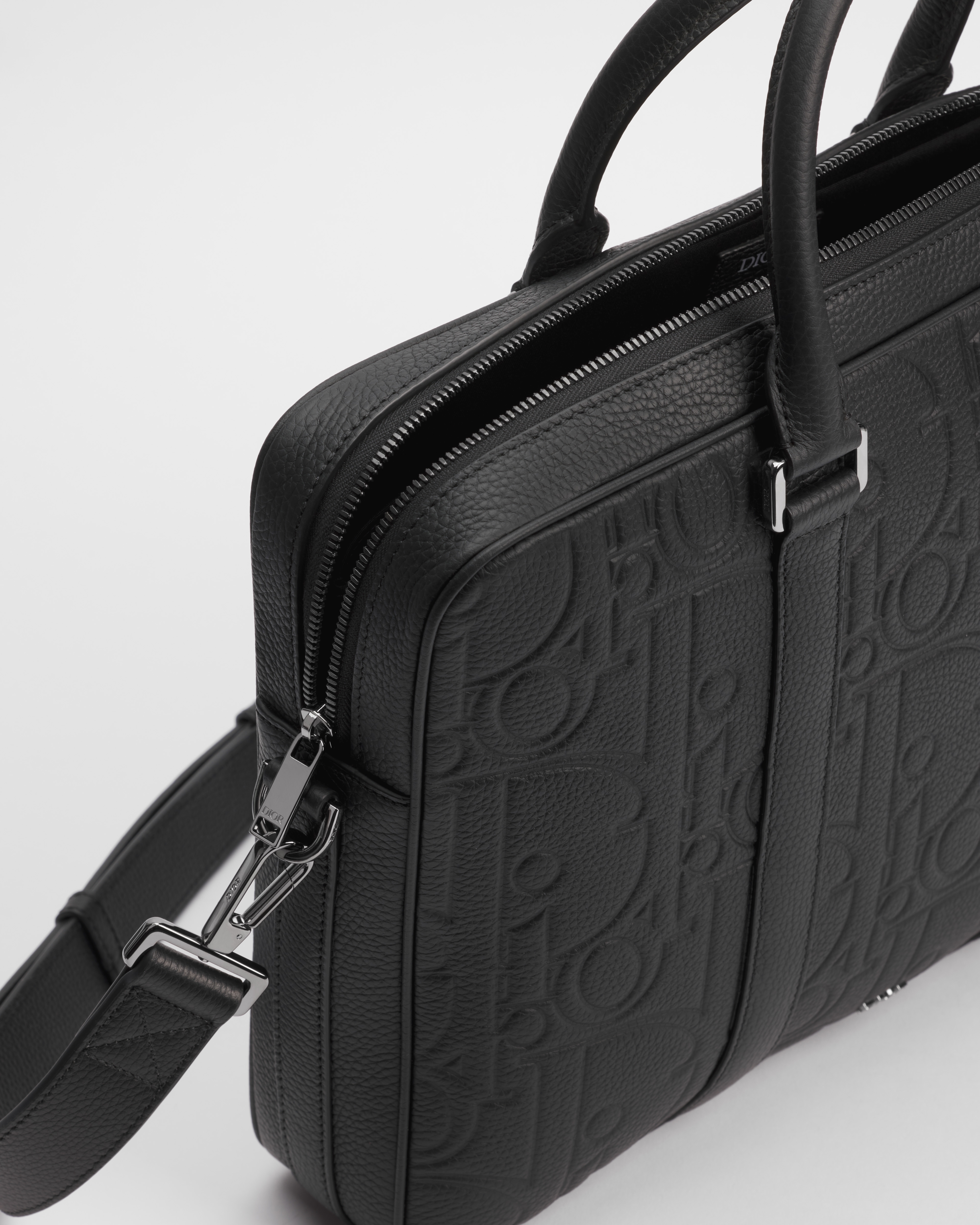 Porte-documents zippé Cuir Dior Gravity noir et cuir de veau grainé noir E06