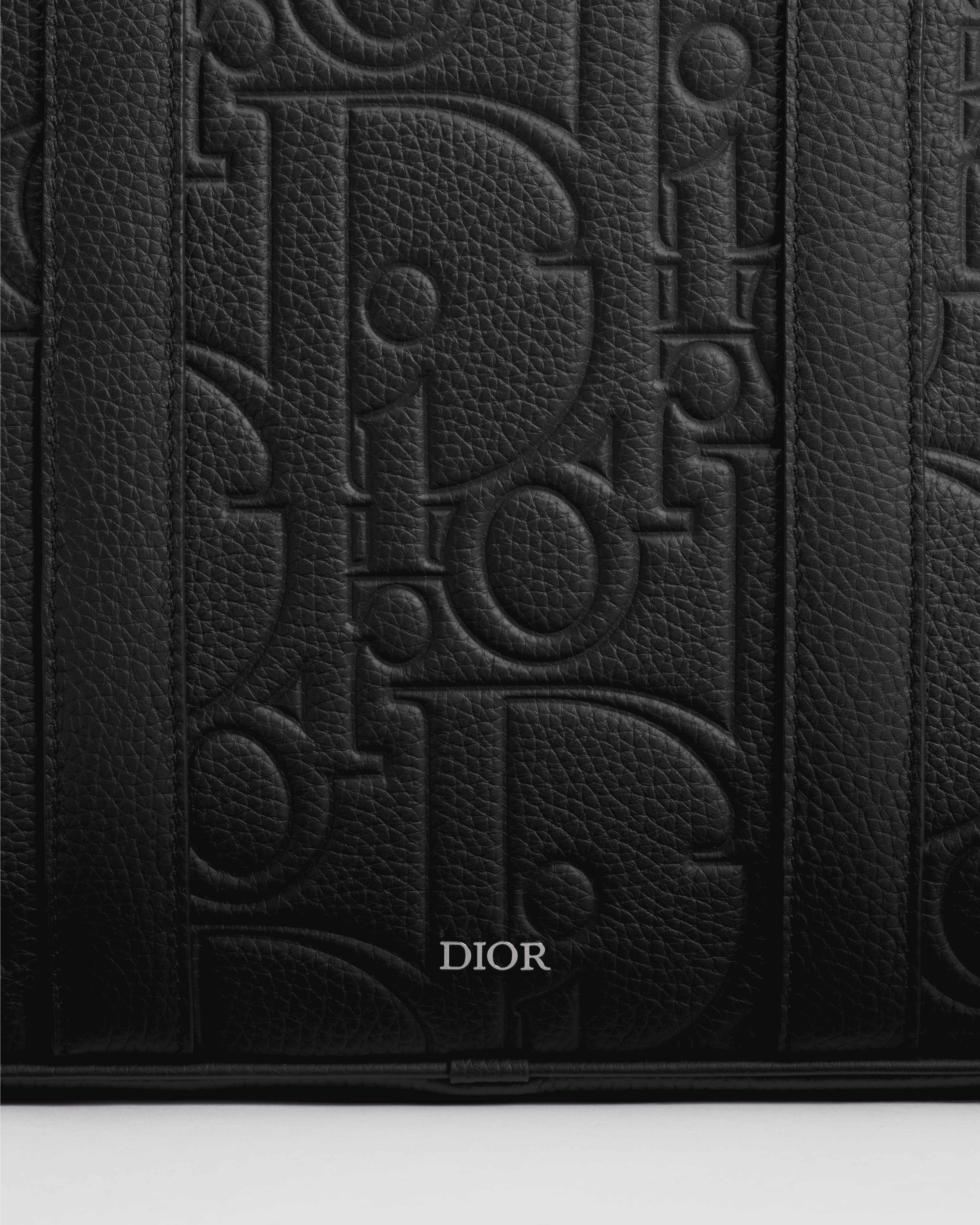 Porte-documents zippé Cuir Dior Gravity noir et cuir de veau grainé noir E10
