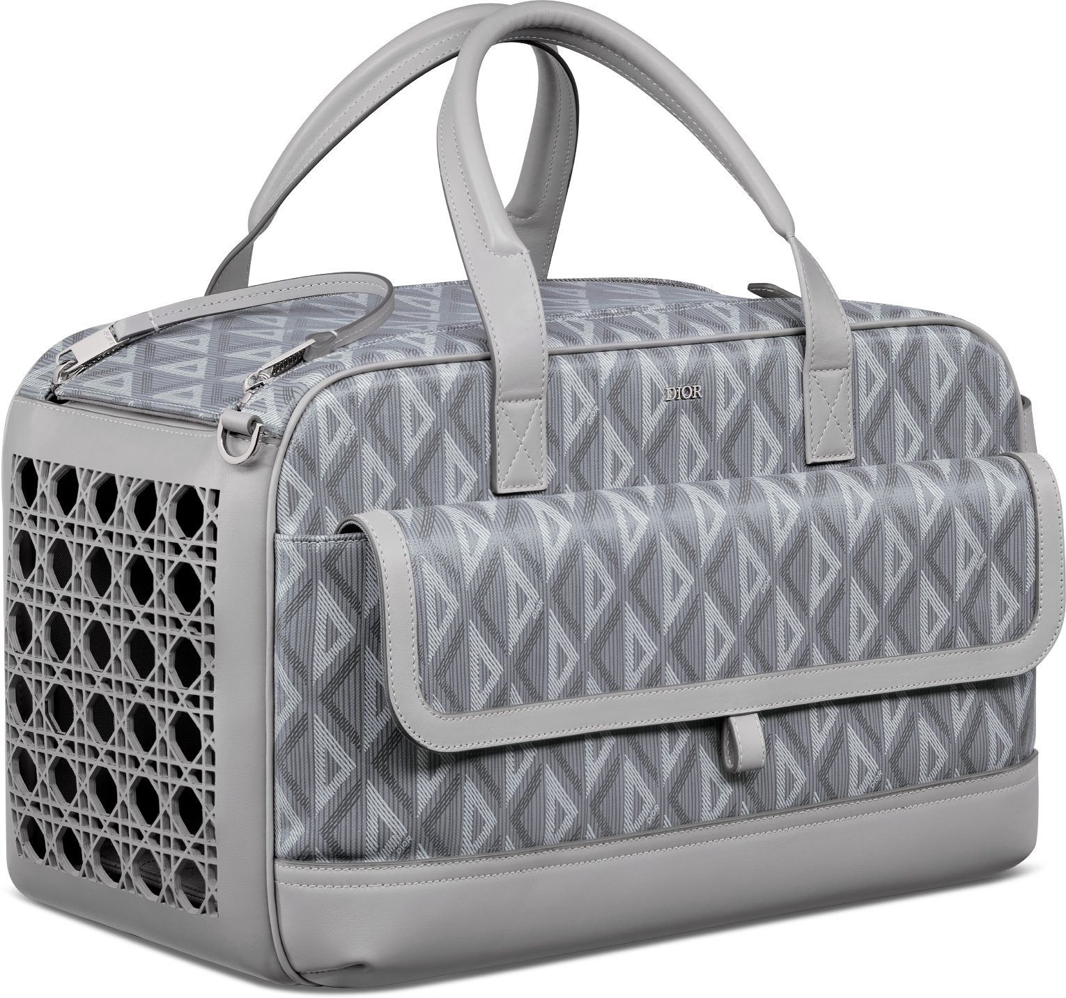 Dior Hit the Road Pet Carrier Bag Dior Gray Coated Cotton Canvas with CD Diamond Print DIOR