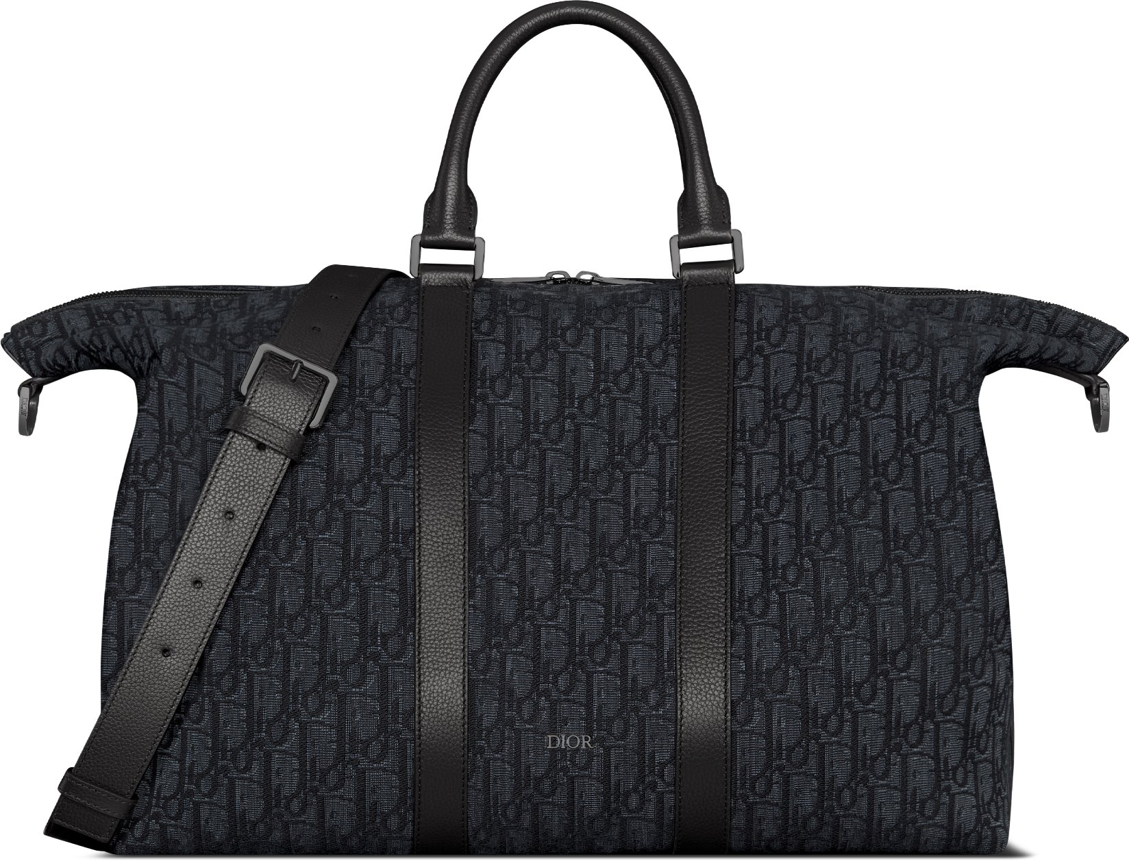 Weekender 40 Black Dior Oblique Jacquard and Black Grained