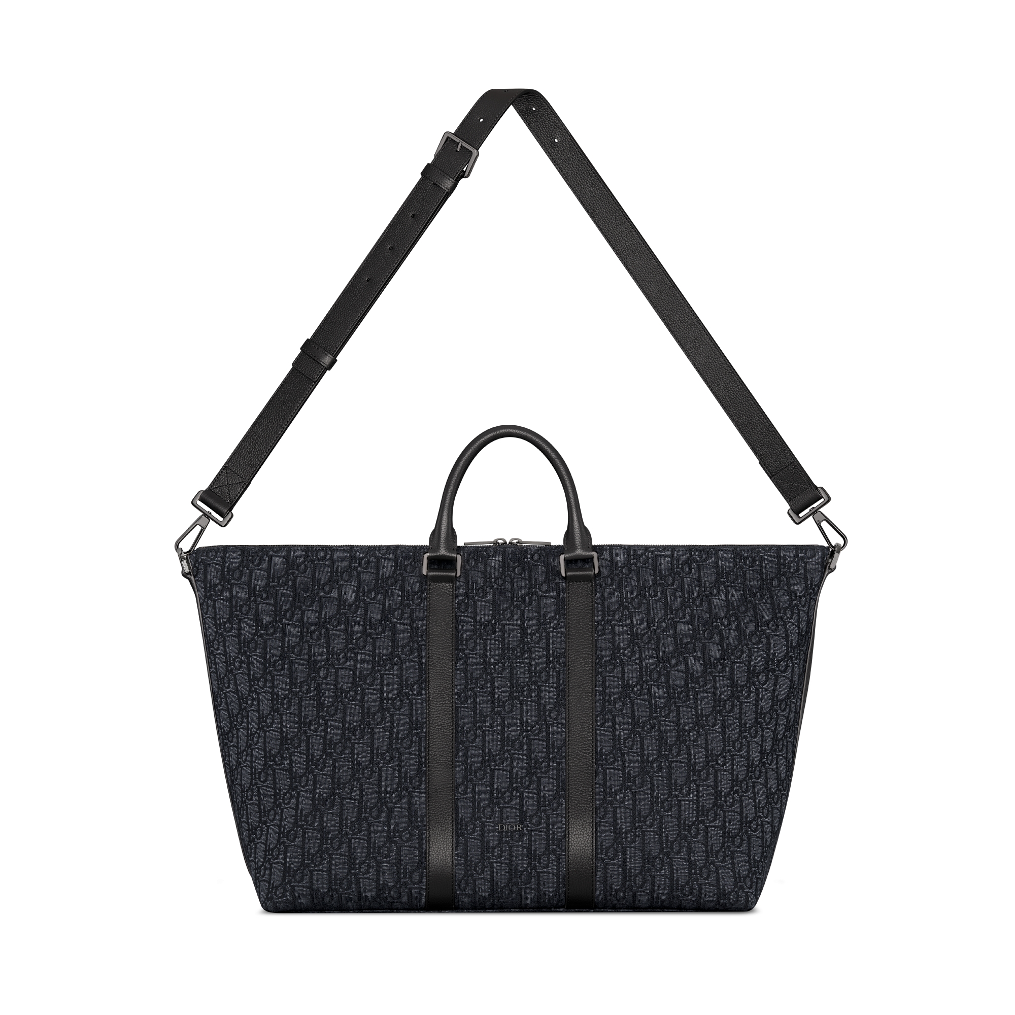 Weekender 40 백 블랙 Dior Oblique 자카드 & 블랙 그레인 송아지 가죽 E07