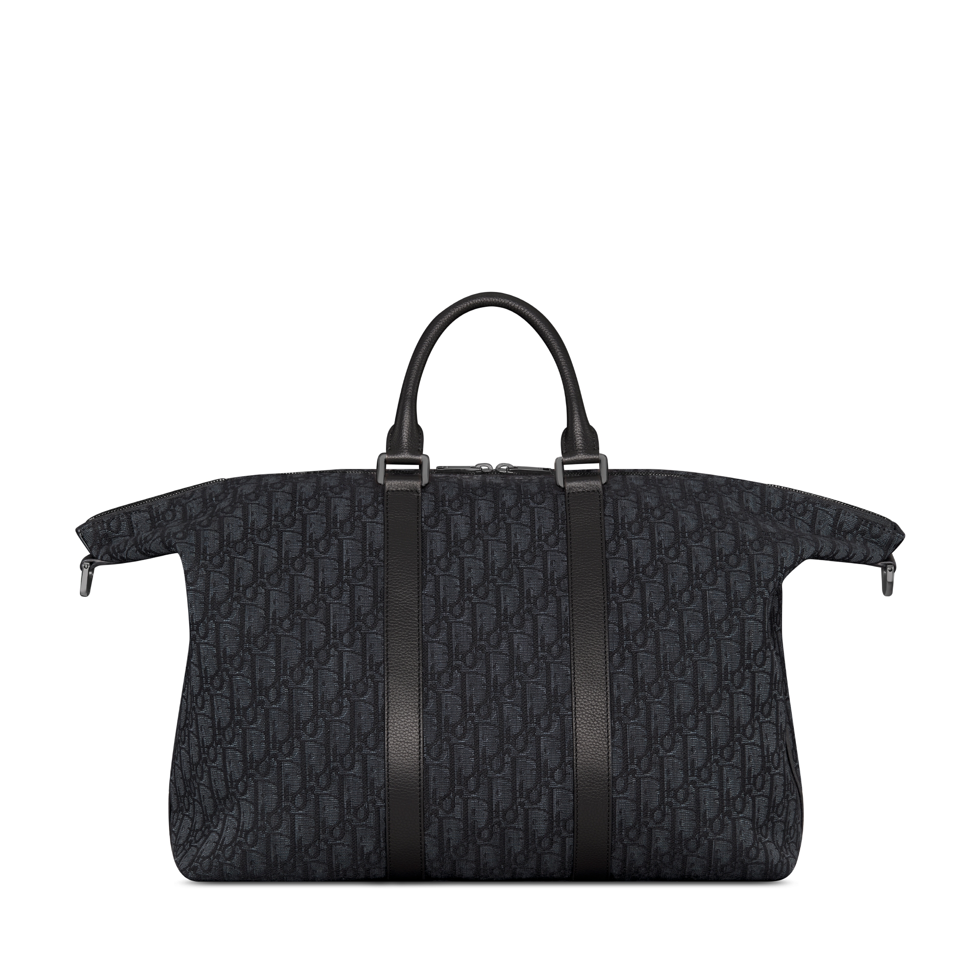 Weekender 40 백 블랙 Dior Oblique 자카드 & 블랙 그레인 송아지 가죽 E08