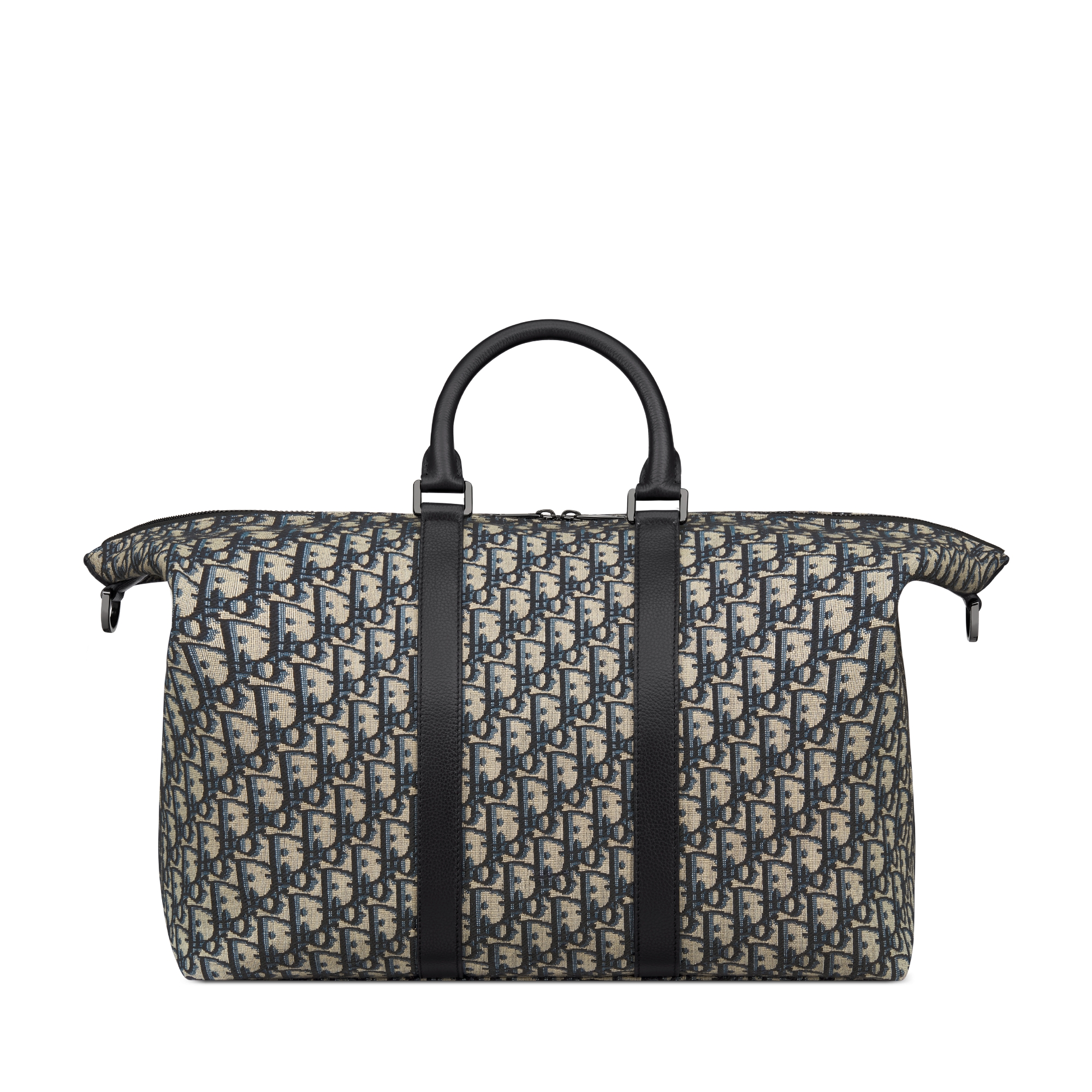 Weekender 40 Beige and Black Dior Oblique Jacquard with Black Grained Calfskin E08