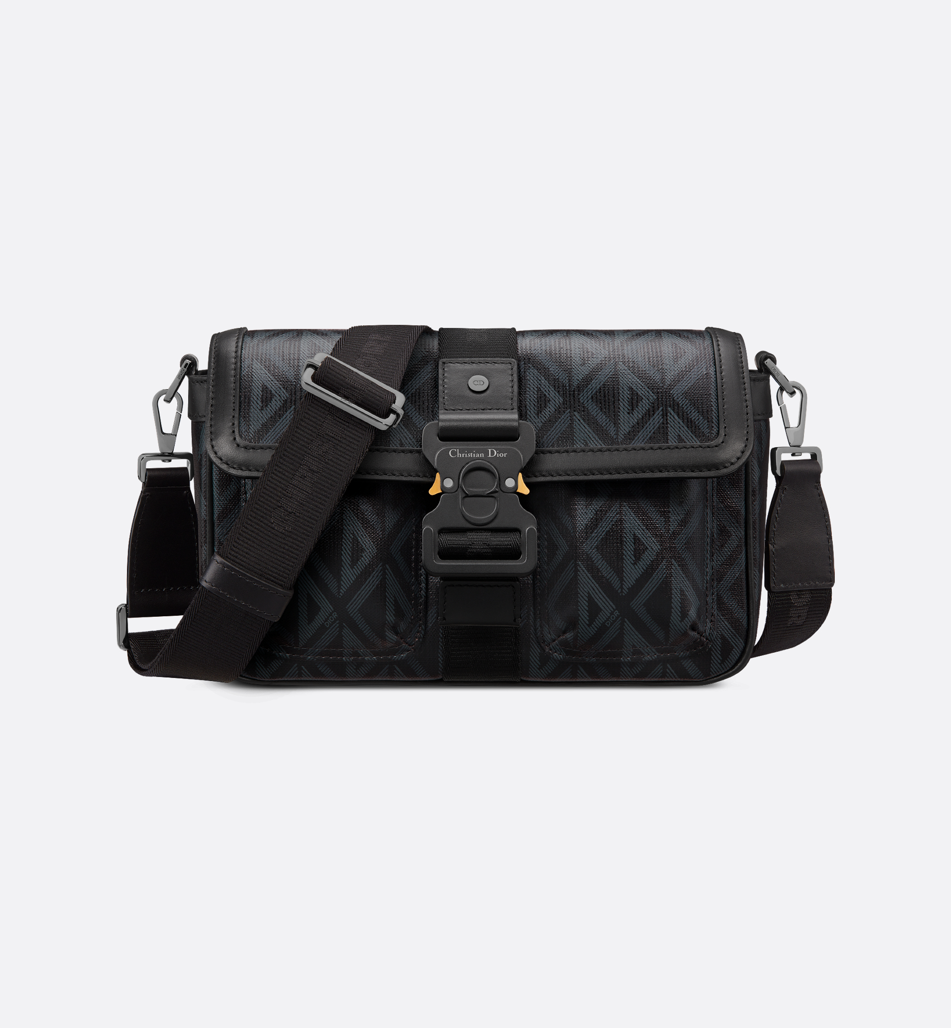 Dior Hit the Road Bag with Strap Black Coated Cotton Canvas Dior Hit the Road Bag with Strap Black Coated Cotton Canvas