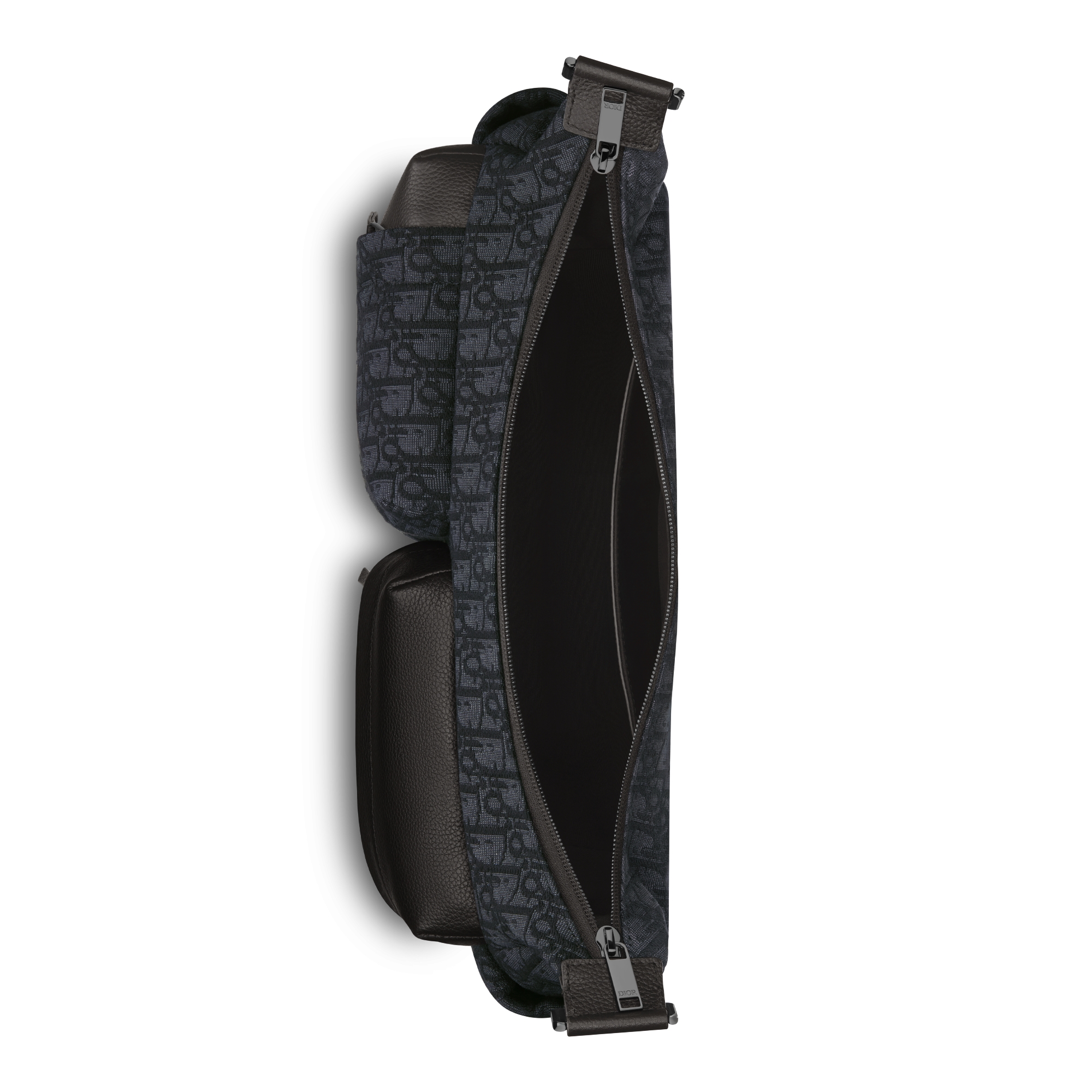 Rider Soft 미디엄 호보백 블랙 Dior Oblique 자카드 & 블랙 그레인 송아지 가죽 E06