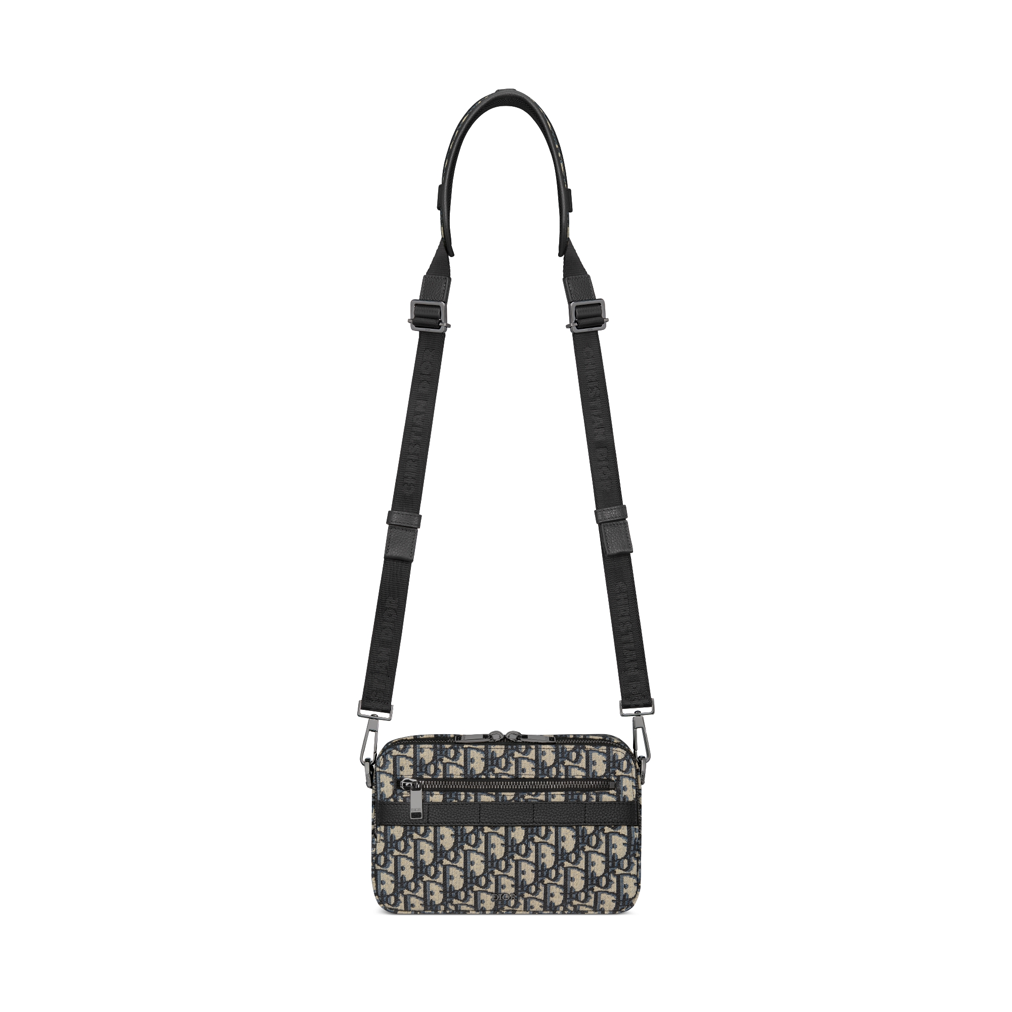 حقيبة Safari مع رباط نمط ديور أوبليك بحبك الجاكار باللونين البيج والأسود E07