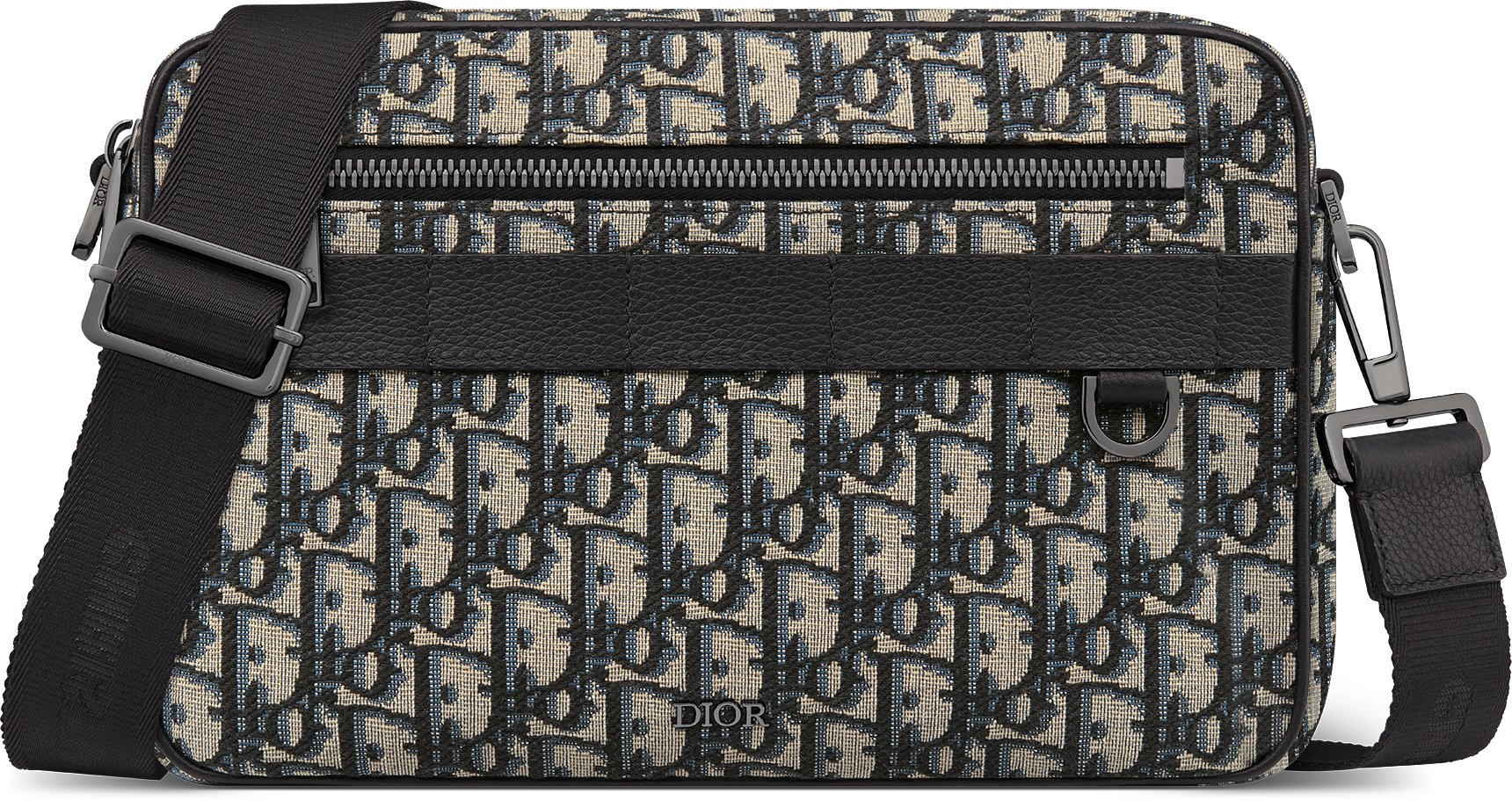 Mini Safari Bag with Strap Beige and Black Dior Oblique Jacquard DIOR