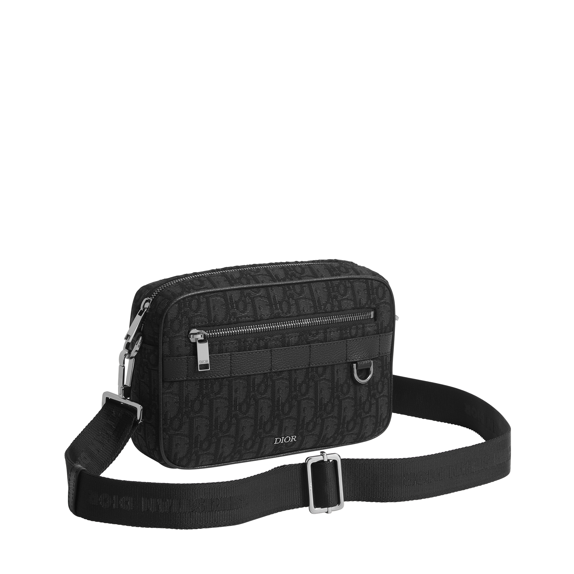 Safari Bag with Strap Black Dior Oblique Jacquard E03