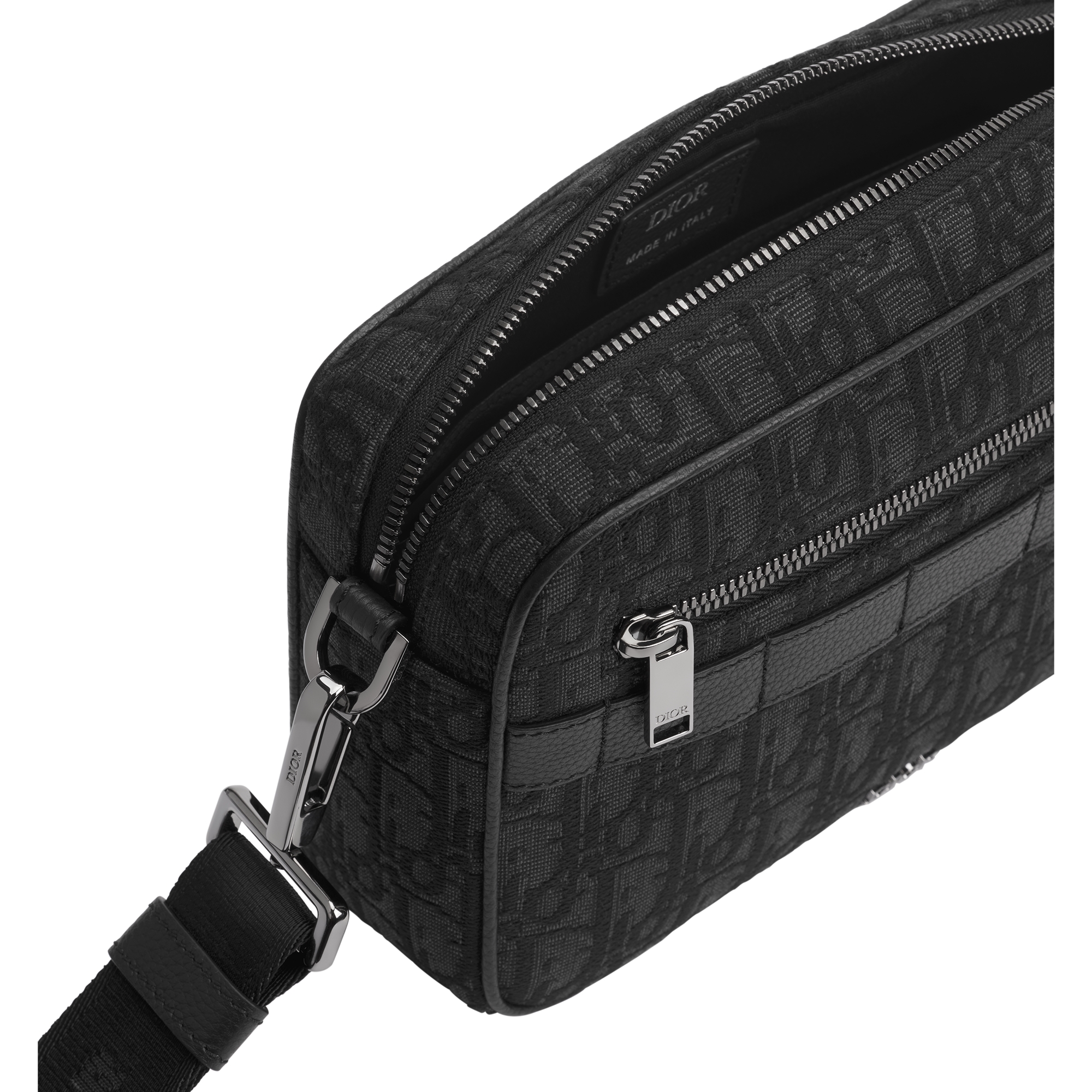 Safari Bag with Strap Black Dior Oblique Jacquard E06