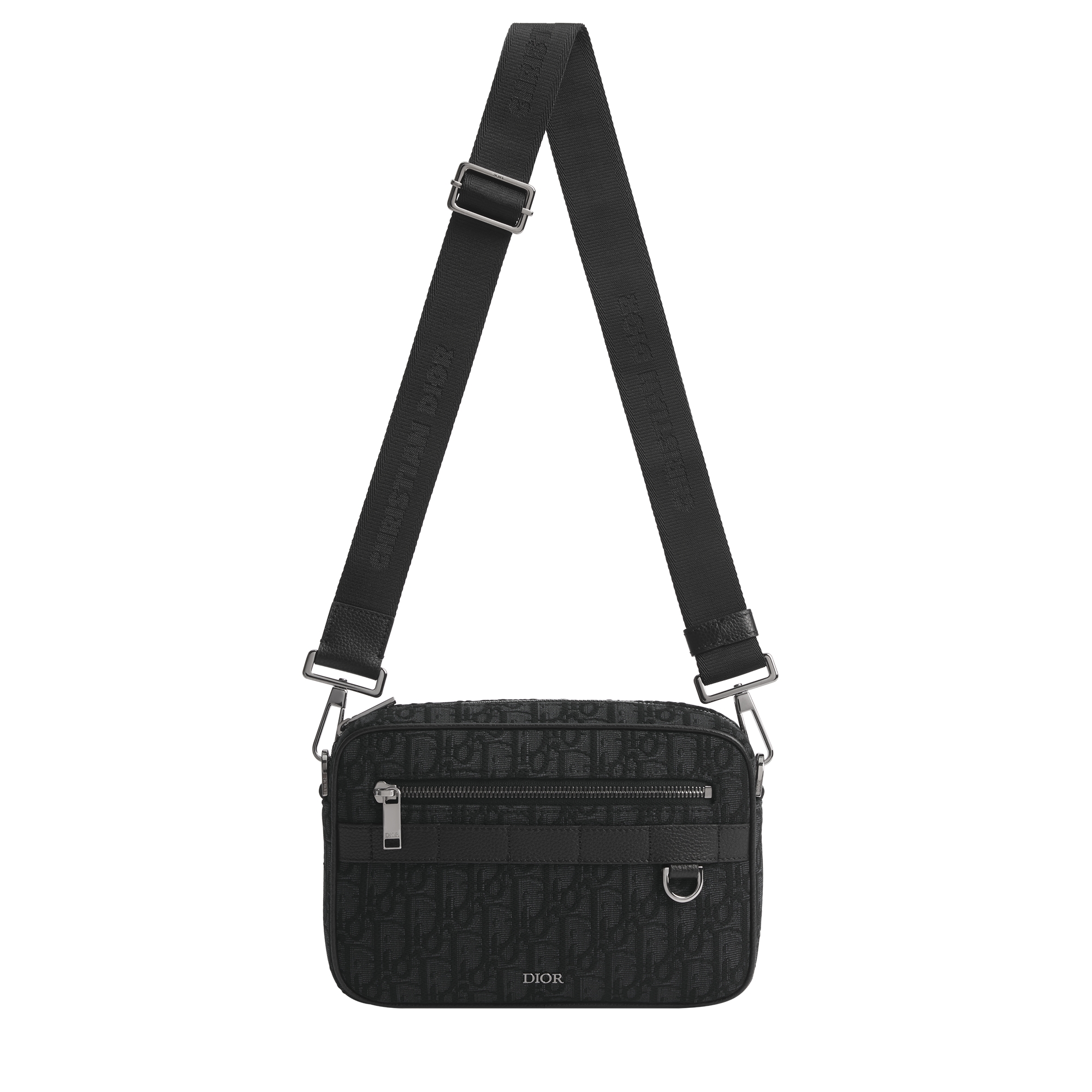 Safari Bag with Strap Black Dior Oblique Jacquard E07