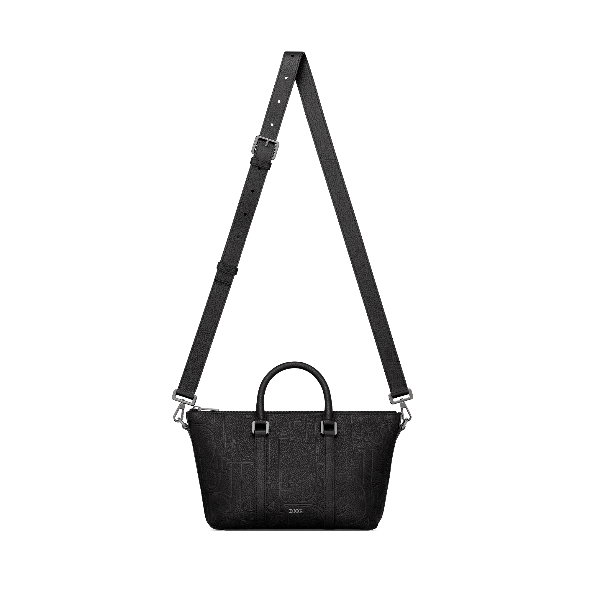 حقيبة Weekender 25 جلد بنمط ديور غرافيتي باللون الأسود وجلد العجل المحبّب باللون الأسود E07