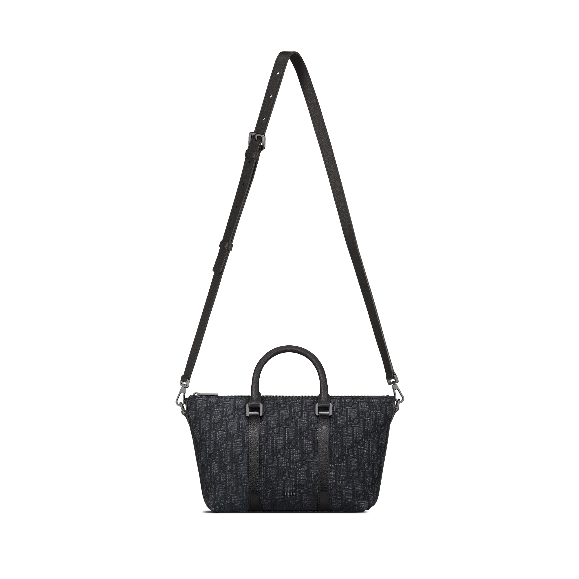 Weekender 25 Toile jacquard Dior Oblique noir et cuir de veau grainé noir E07