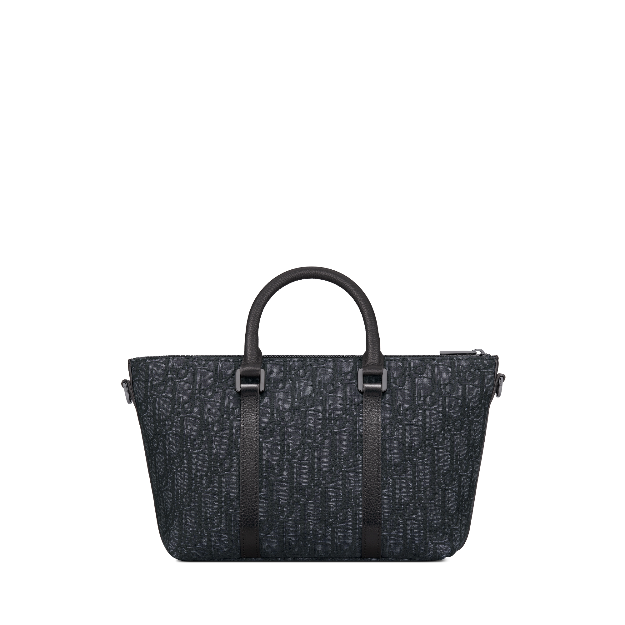 Weekender 25 Toile jacquard Dior Oblique noir et cuir de veau grainé noir E08