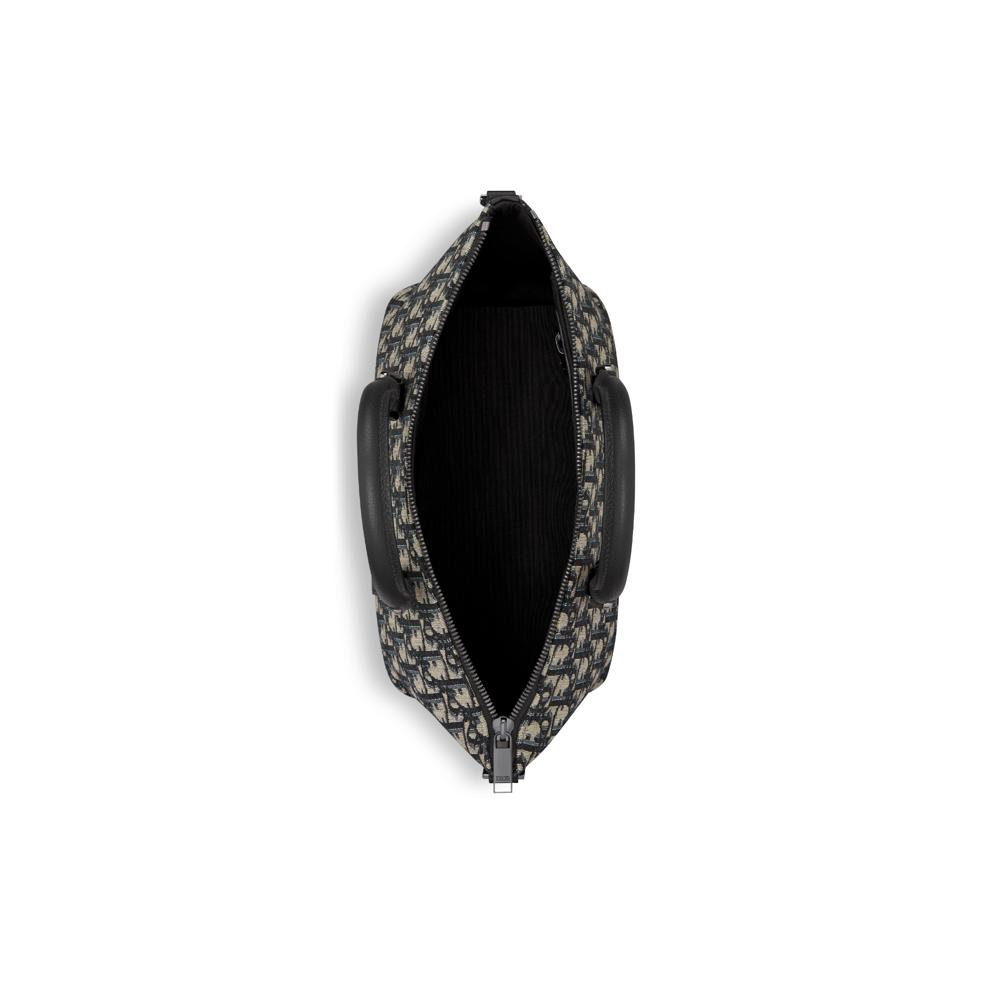 Weekender 25 Beige and Black Dior Oblique Jacquard with Black Grained Calfskin E06