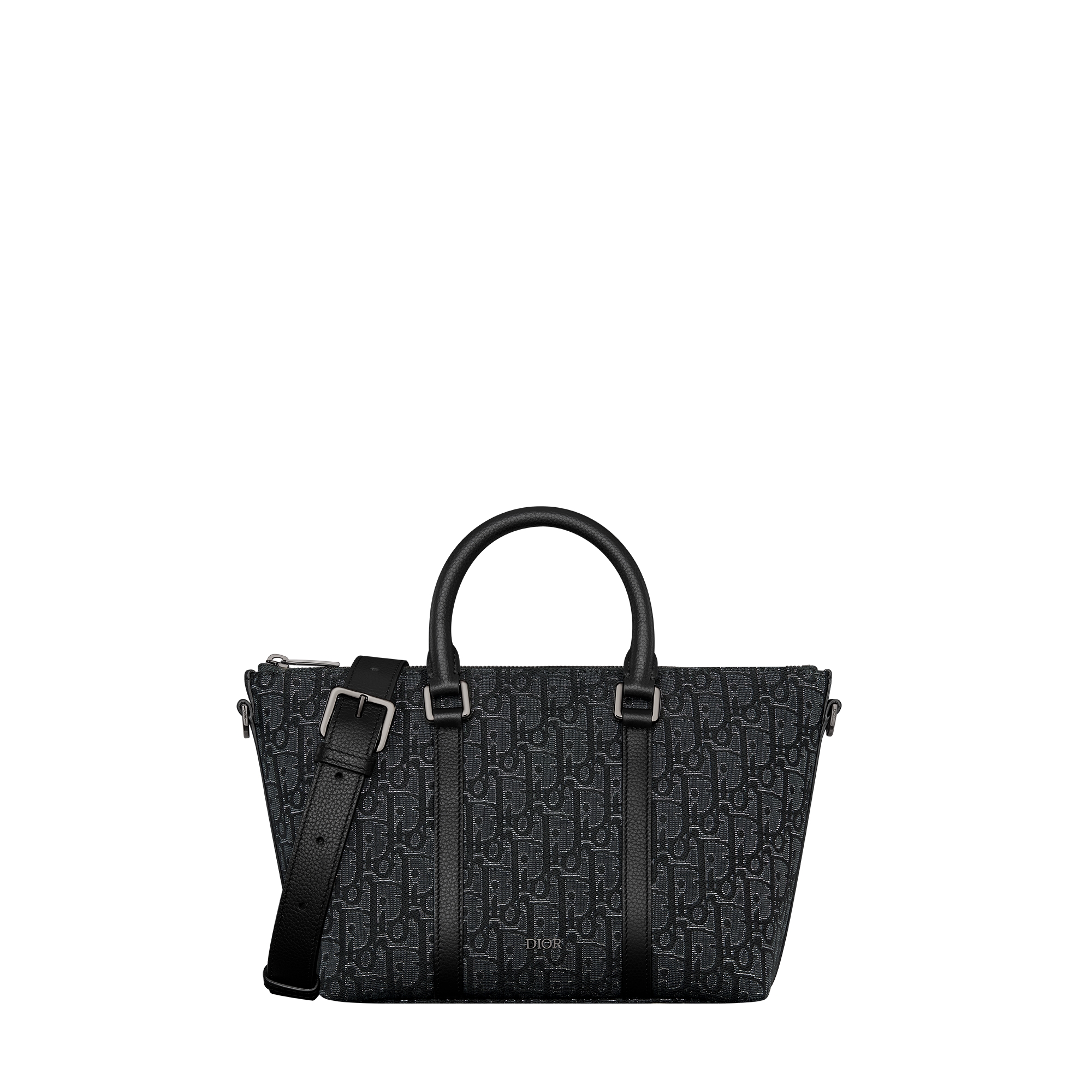 Weekender 25 Black Jacquard with Silver-Tone Metallic Dior Oblique