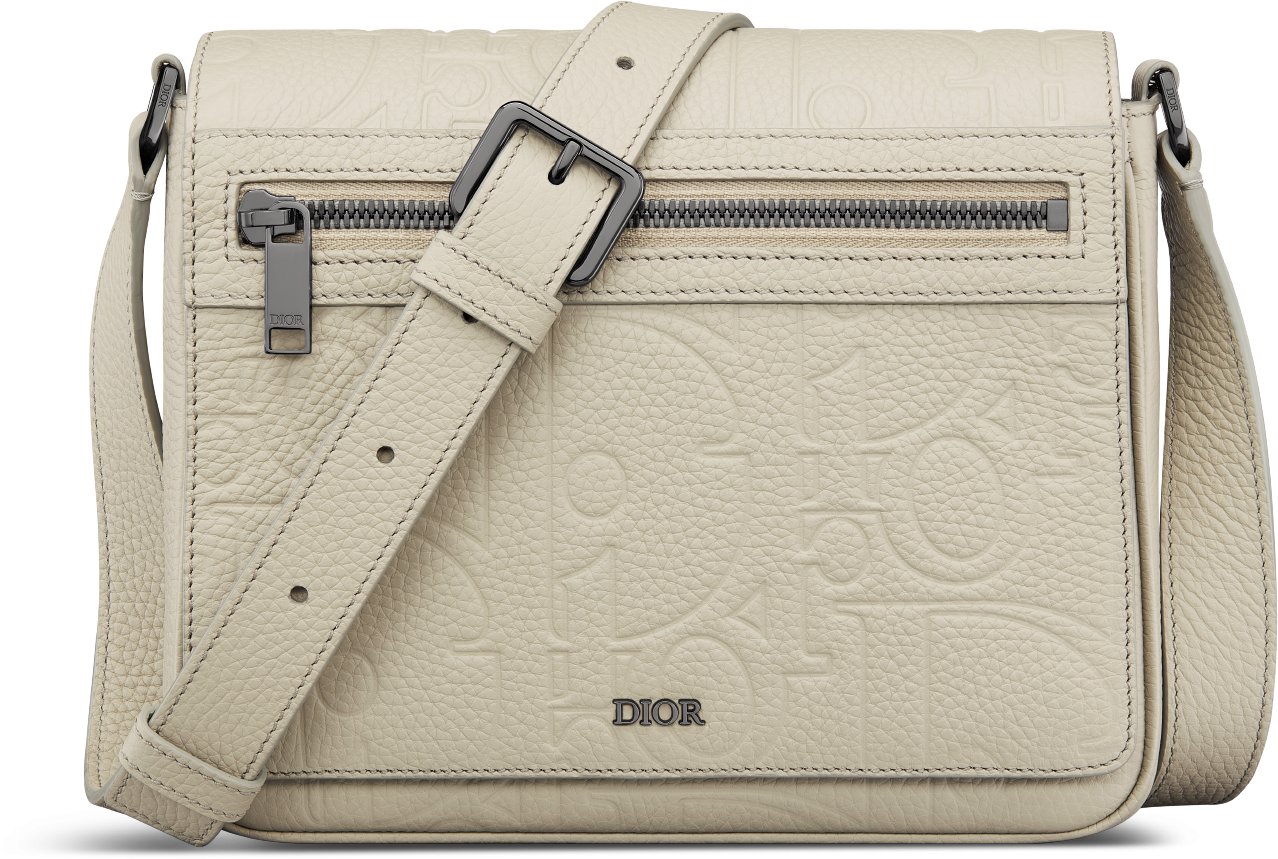 DIOR Messenger Bag With Flap Beige Dior Gravity Leather And Beige Grained Calfskin Men