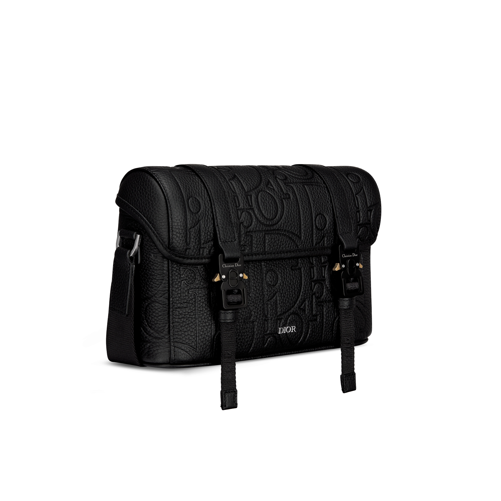 Dior Hit the Road Messenger Bag with Flap Black Dior Gravity Leather and Black Grained Calfskin E03