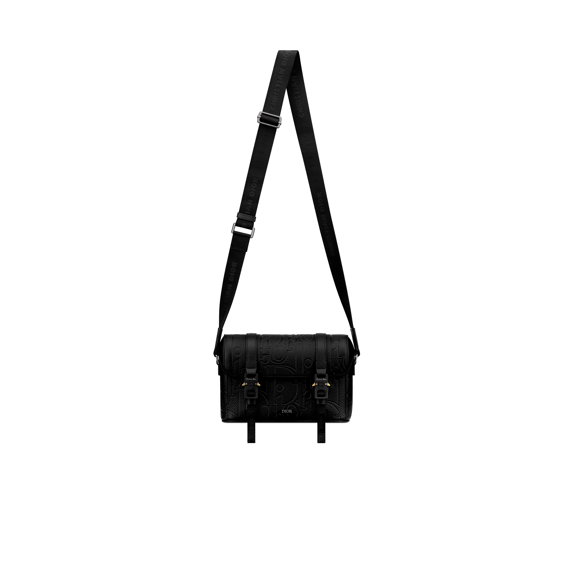 Dior Hit the Road Messenger Bag with Flap Black Dior Gravity Leather and Black Grained Calfskin E07