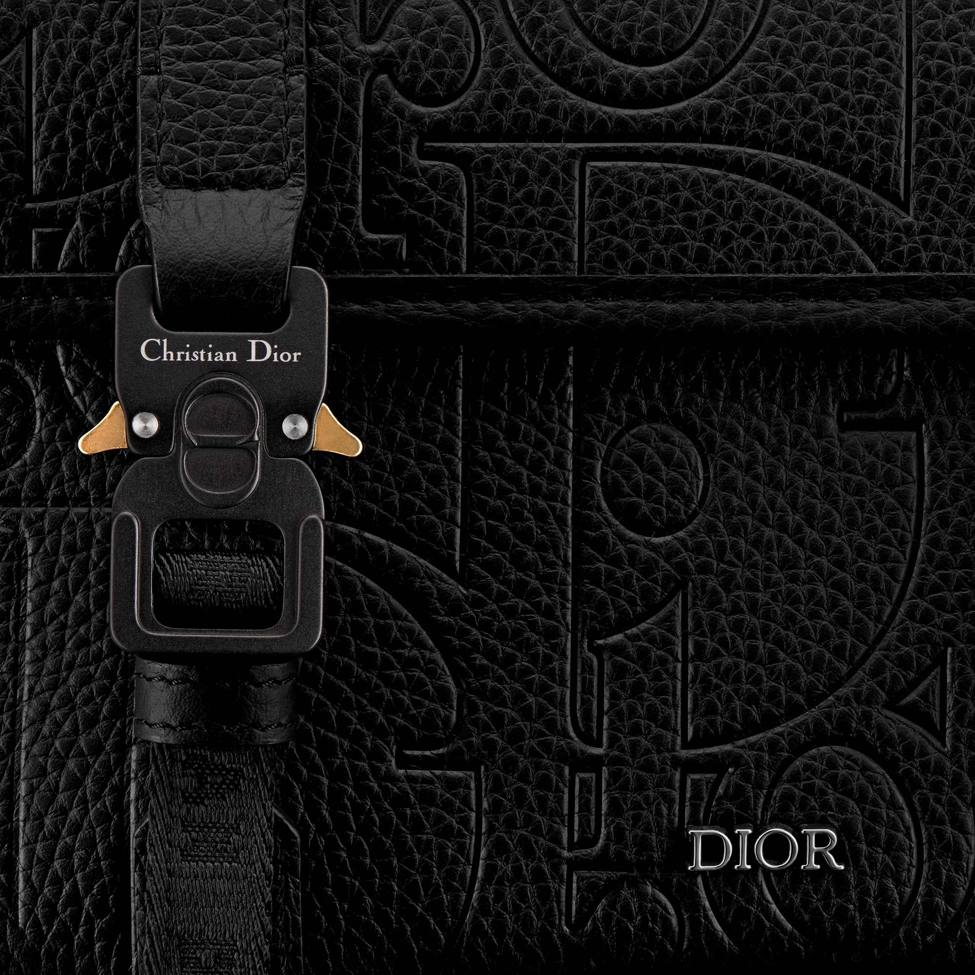Dior Hit the Road Messenger Bag with Flap Black Dior Gravity Leather and Black Grained Calfskin E09