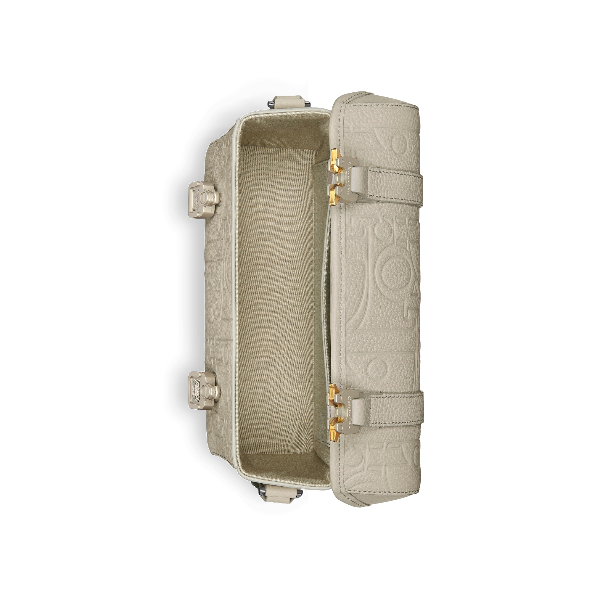 กระเป๋าเมสเซนเจอร์ Dior Hit the Road พร้อมฝาพับ หนัง Dior Gravity สีเบจและหนังลูกวัวลายเกรนสีเบจ E06