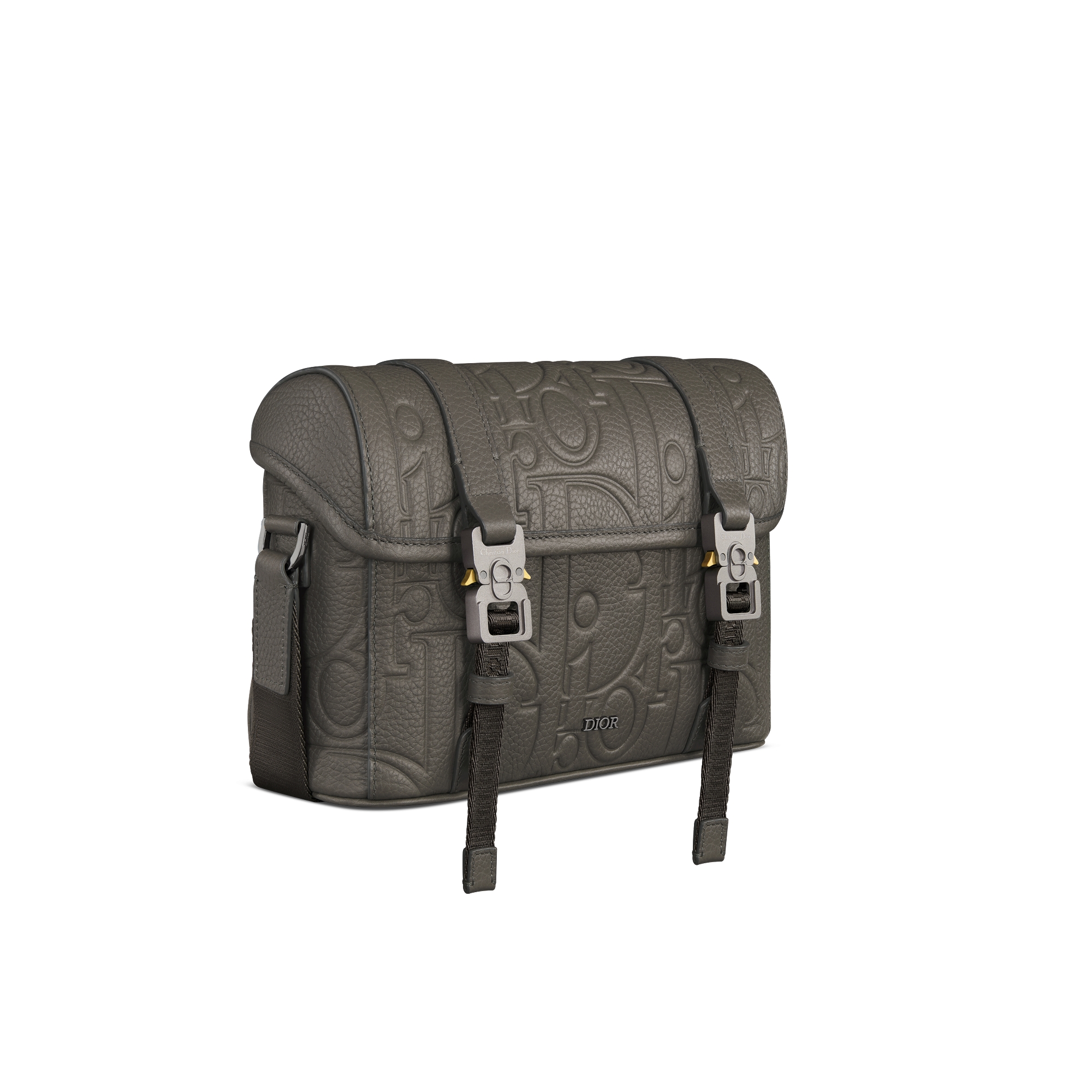 Dior Hit the Road Messenger Bag with Flap Gray Dior Gravity Leather and Gray Grained Calfskin E03