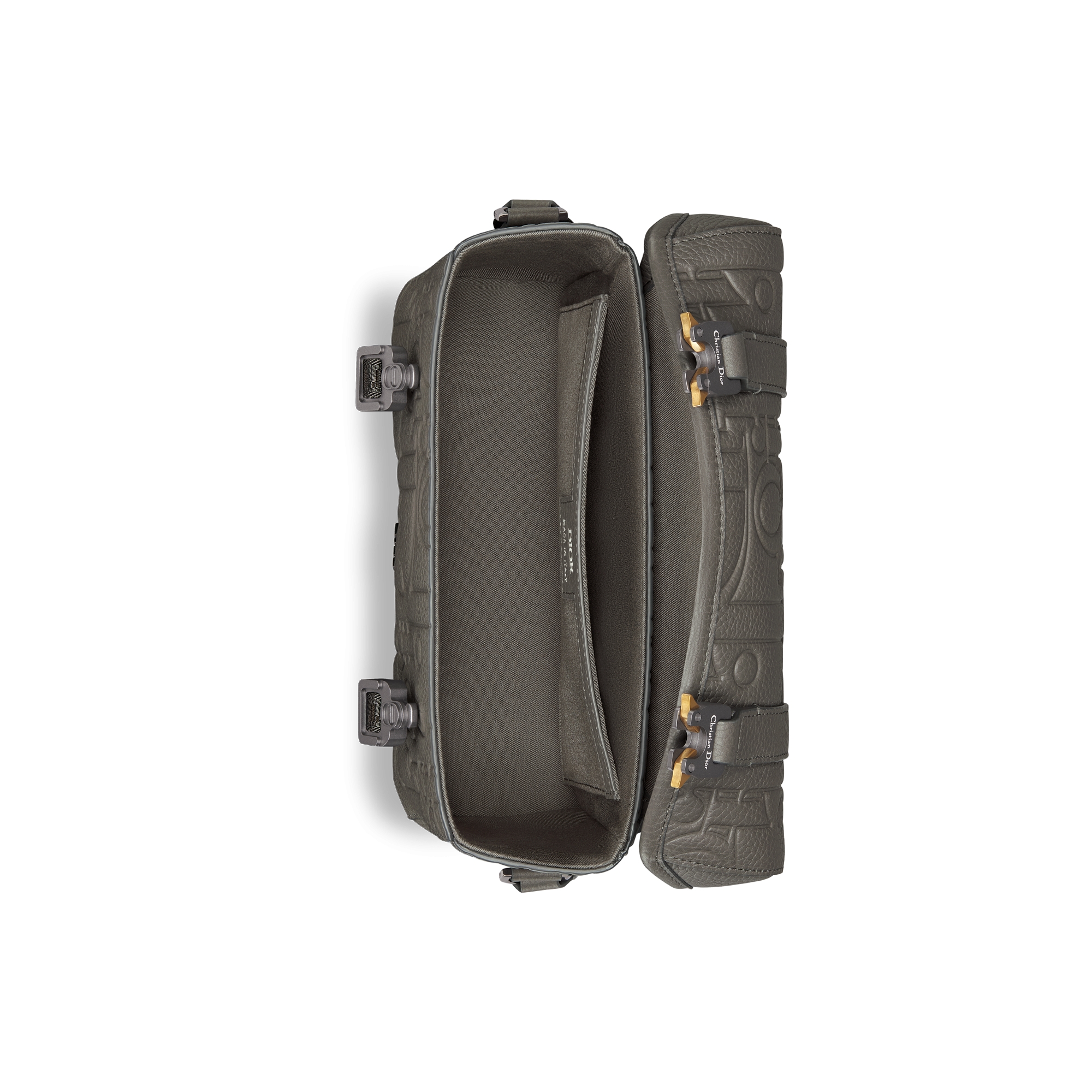 Dior Hit the Road Messenger Bag with Flap Gray Dior Gravity Leather and Gray Grained Calfskin E06