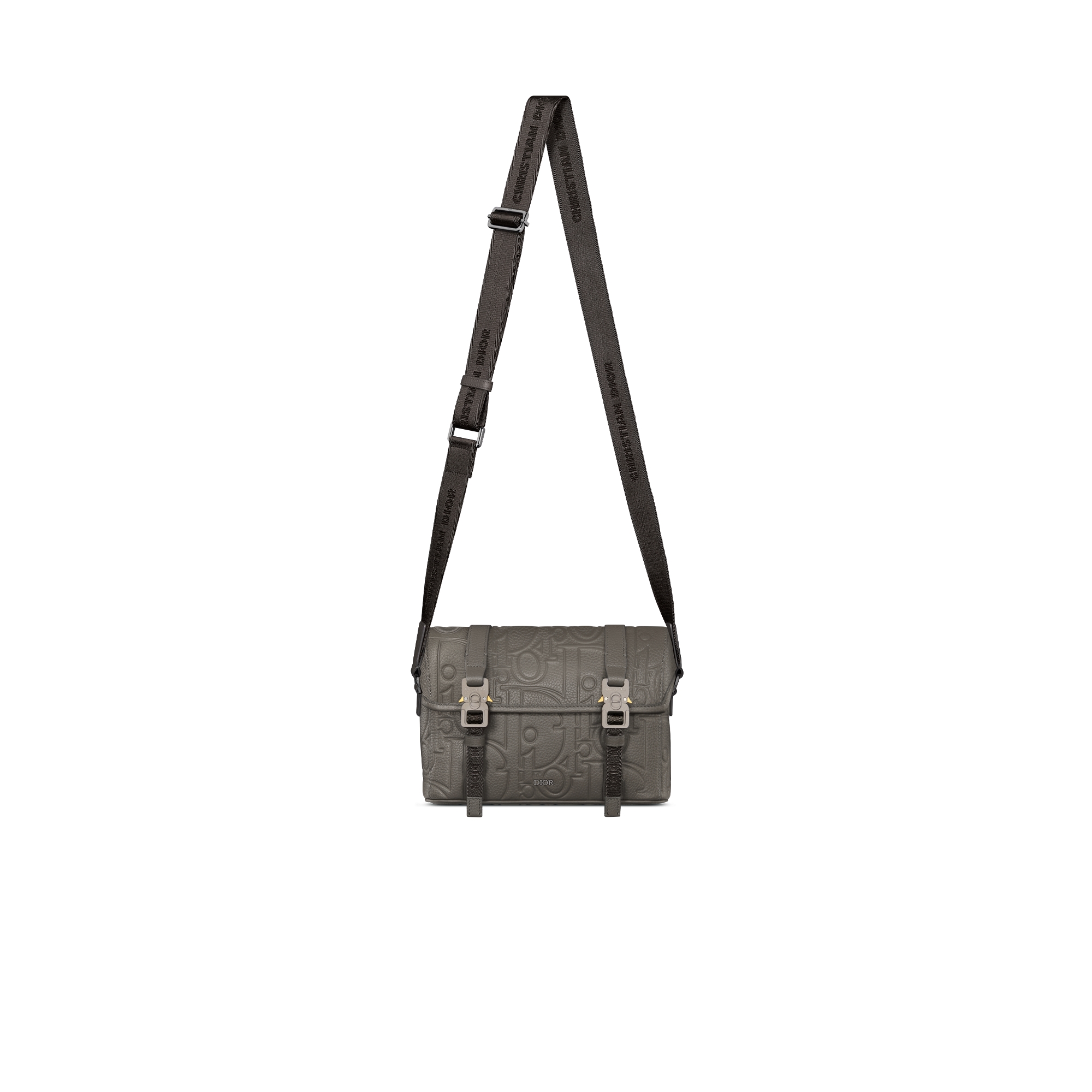 Dior Hit the Road Messenger Bag with Flap Gray Dior Gravity Leather and Gray Grained Calfskin E07