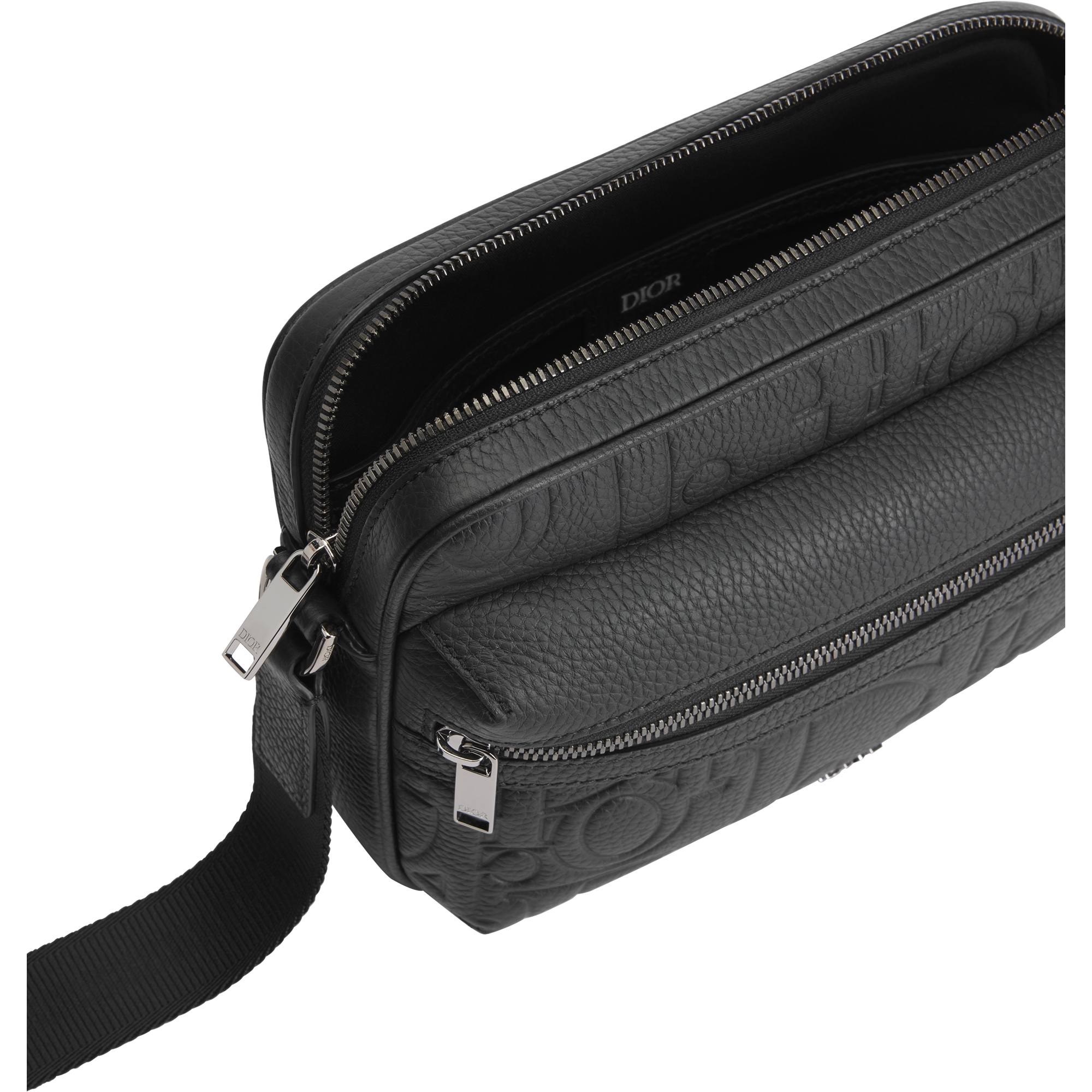 Rider 2.0 Zipped Messenger Bag Black Dior Gravity Leather and Black Grained Calfskin E06
