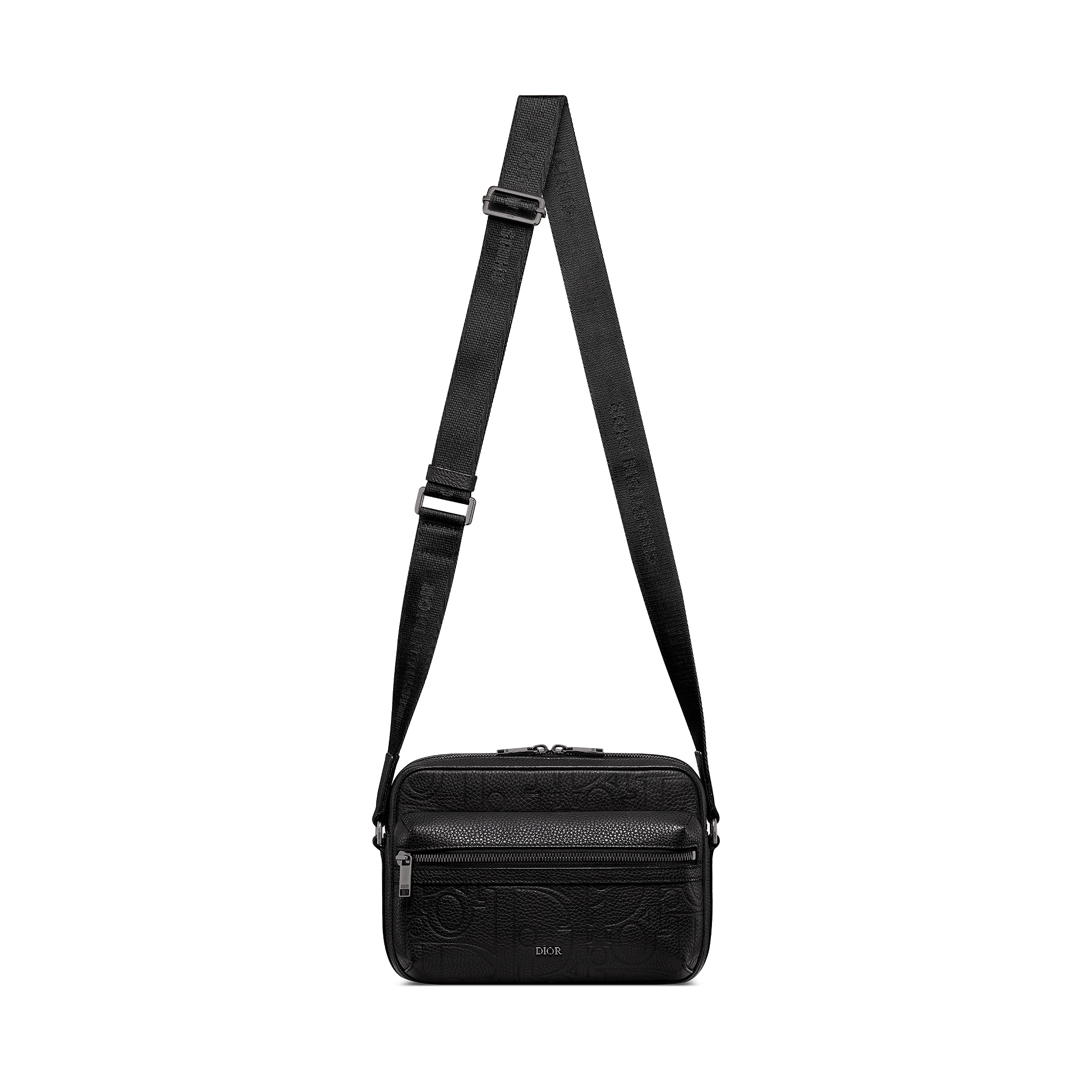 Rider 2.0 Messenger Tasche mit Reißverschluss Dior Gravity Leder in Schwarz und genarbtes Kalbsleder in Schwarz E07