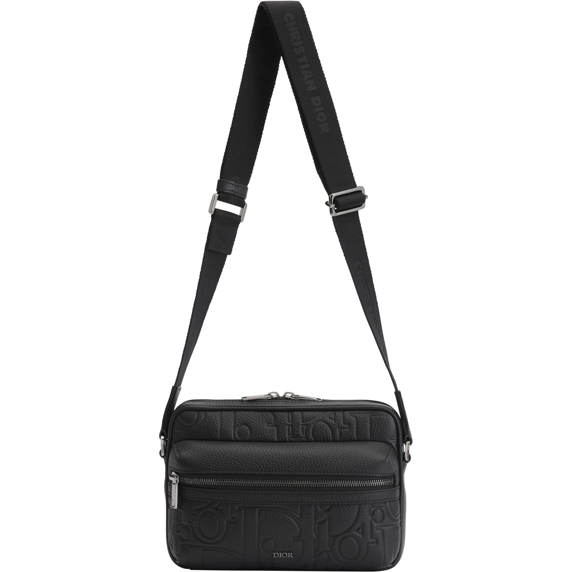 Rider 2.0 Zipped Messenger Bag Black Dior Gravity Leather and Black Grained Calfskin E07