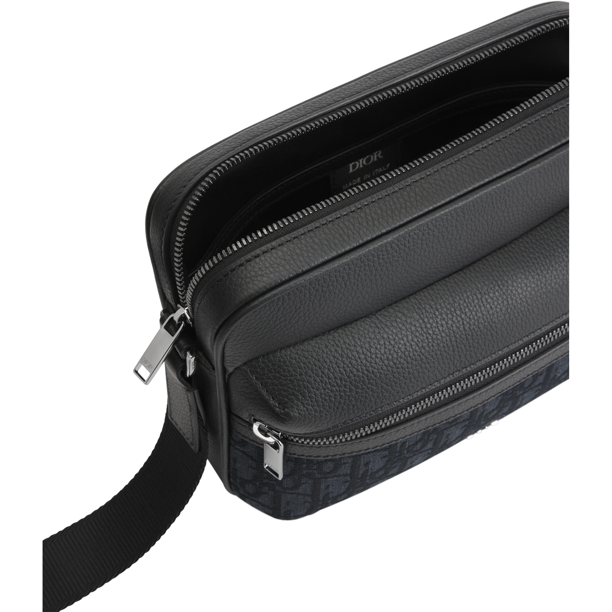 Rider 2.0 Zipped Messenger Bag Black Dior Oblique Jacquard and Black Grained Calfskin E06