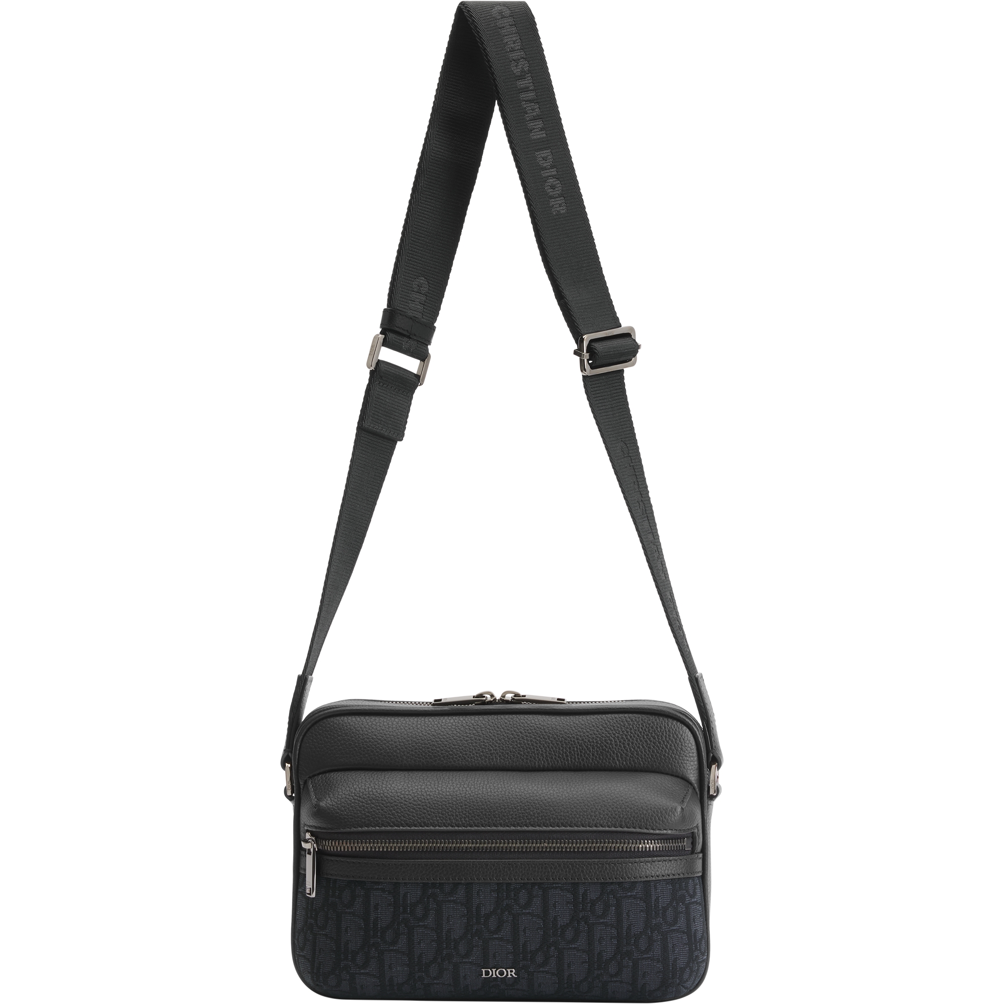 Rider 2.0 Zipped Messenger Bag Black Dior Oblique Jacquard and Black Grained Calfskin E07