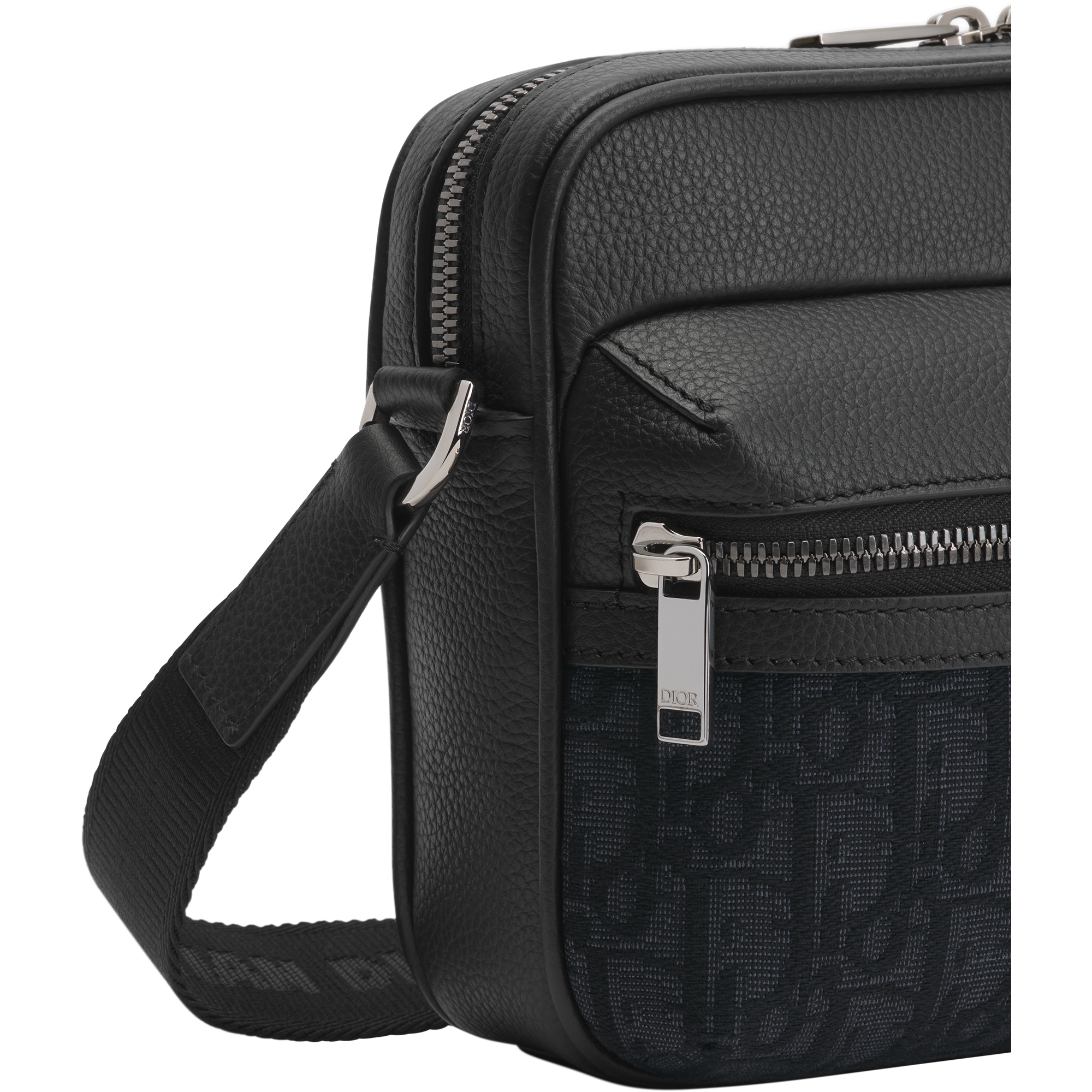 Rider 2.0 Zipped Messenger Bag Black Dior Oblique Jacquard and Black Grained Calfskin E09