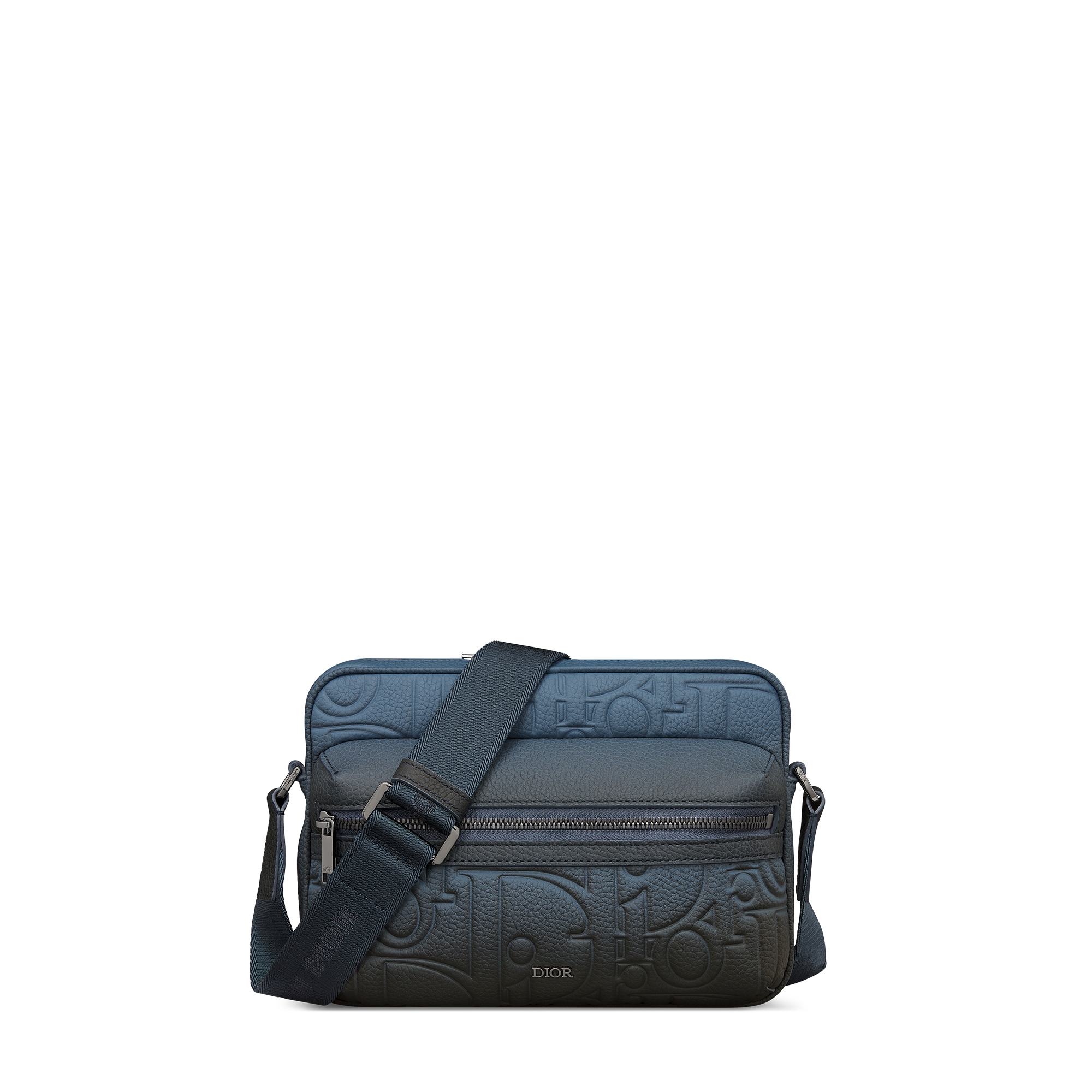 Rider 2.0 Zipped Messenger Bag Blue-Black Gradient Dior Gravity Leather and Blue-Black Gradient Grained Calfskin E01