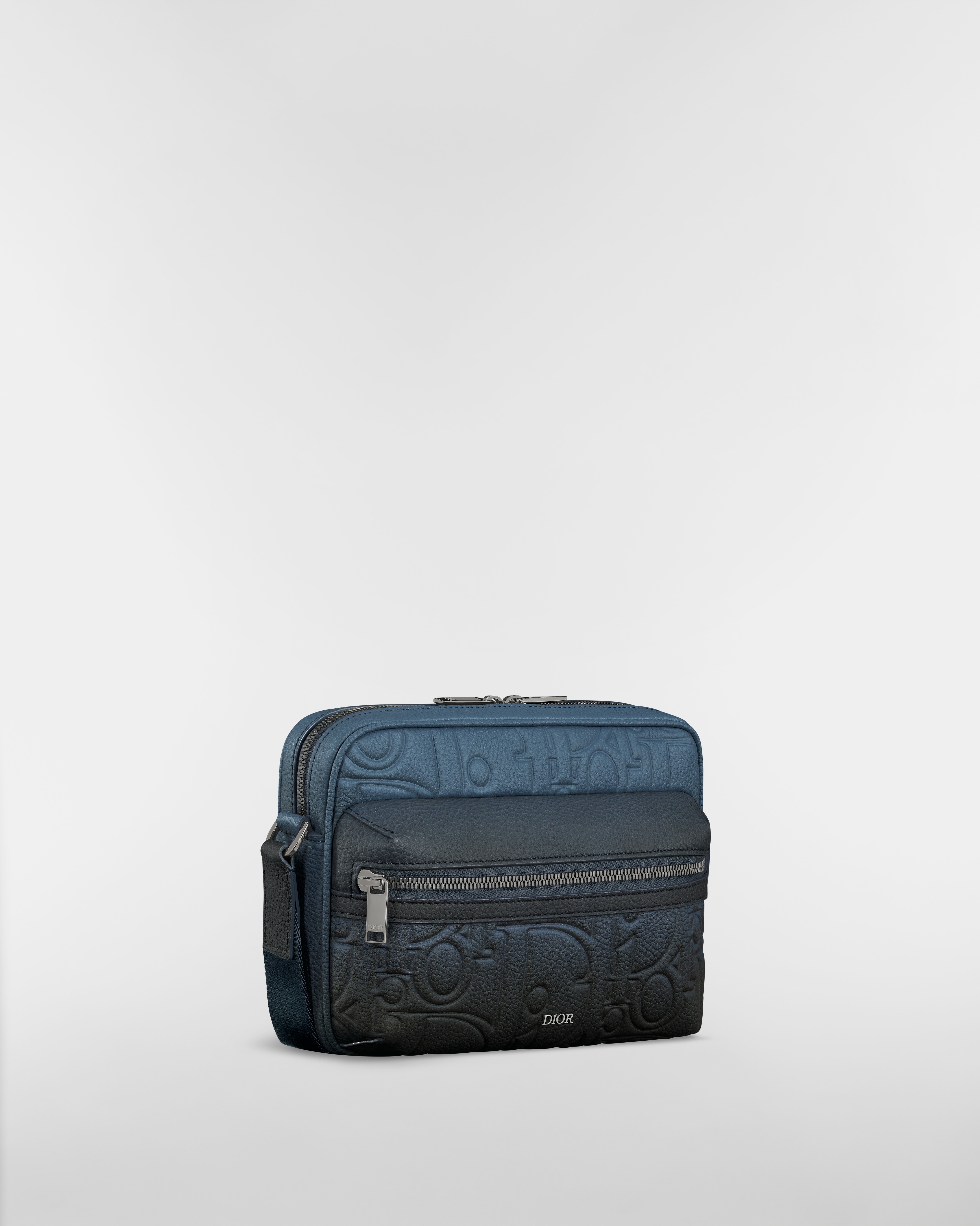 Rider 2.0 Messenger Tasche mit Reißverschluss Dior Gravity Leder mit Farbverlauf von Blau zu Schwarz und genarbtes Kalbsleder mit Farbverlauf von Blau zu Schwarz E03