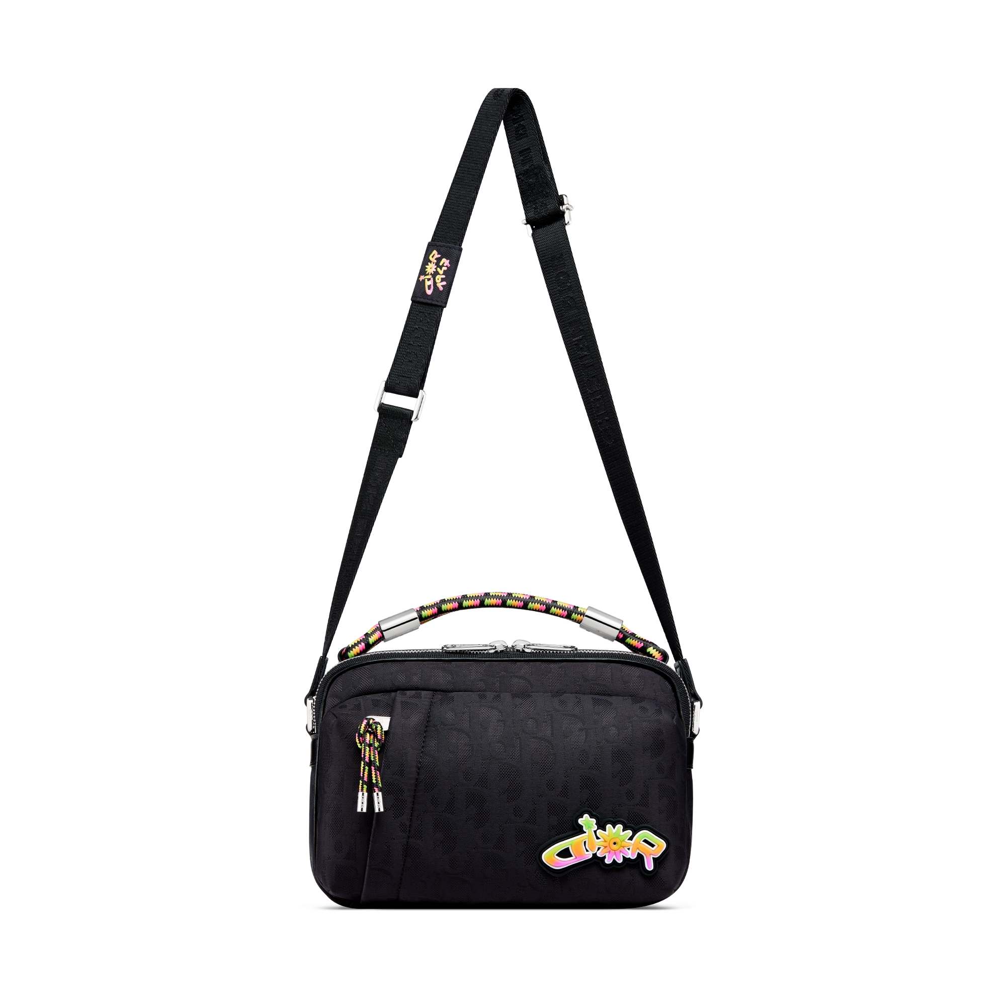 Borsa a tracolla con cerniera DIOR AND LEWIS HAMILTON Nylon Dior Oblique nero e tessuto tecnico effetto pelle nero E07