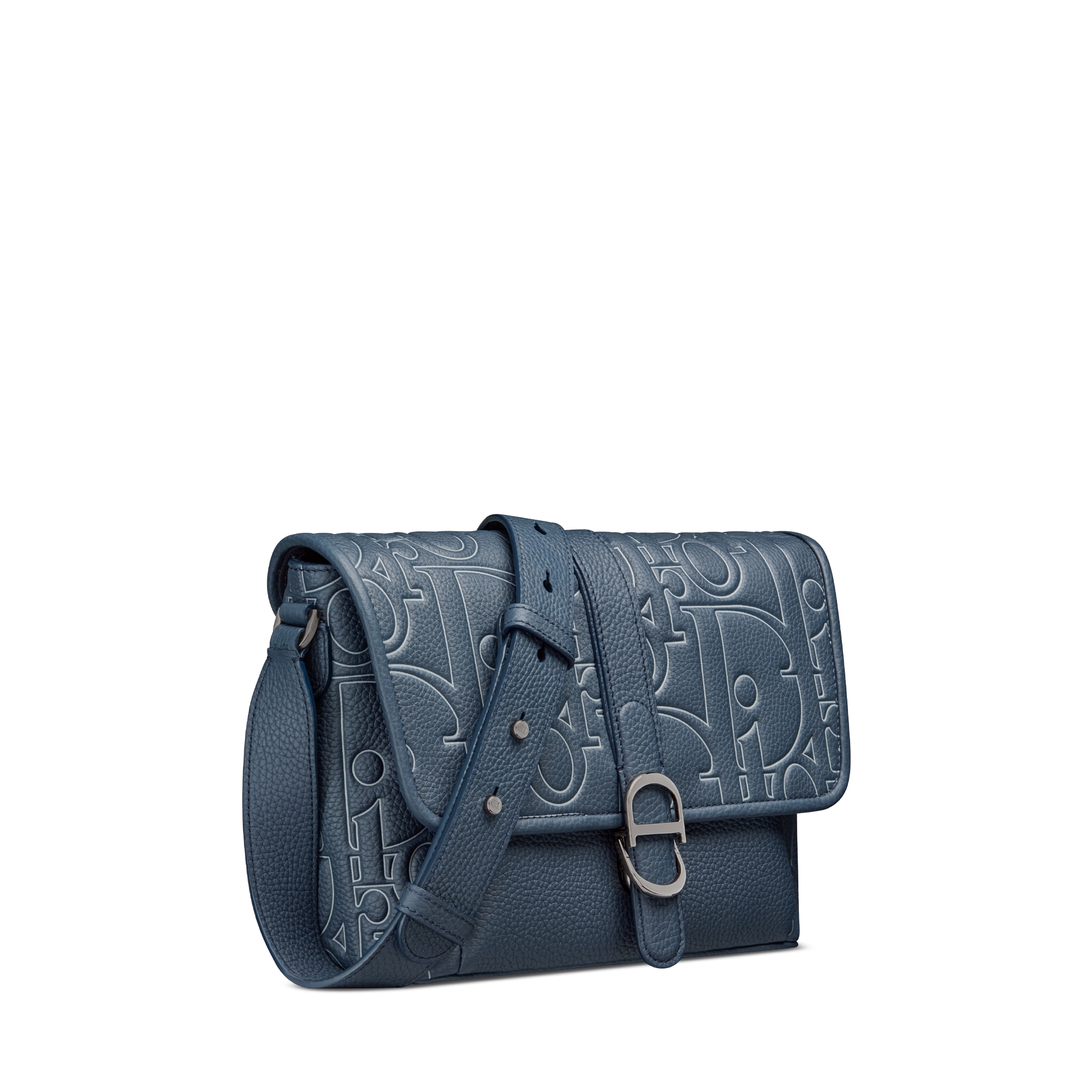 Middelgrote Dior Daily-schoudertas met flap Marineblauw Dior Gravity Outline-leer en marineblauw generfd kalfsleer E03