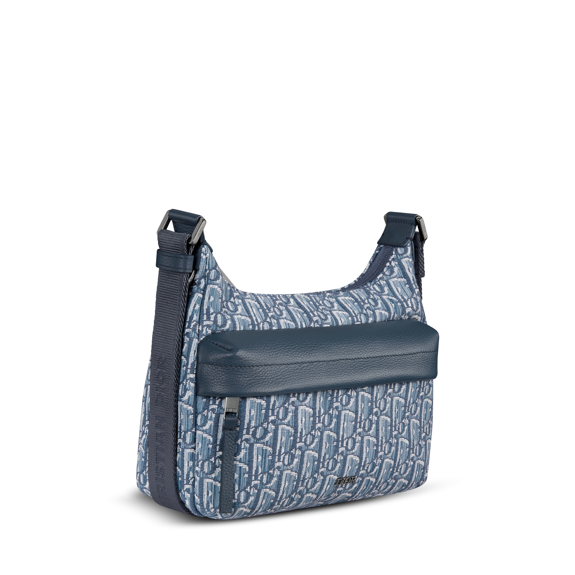 Small Rider Soft Hobo Bag Blue Dior Oblique Jacquard and Blue Grained Calfskin E03