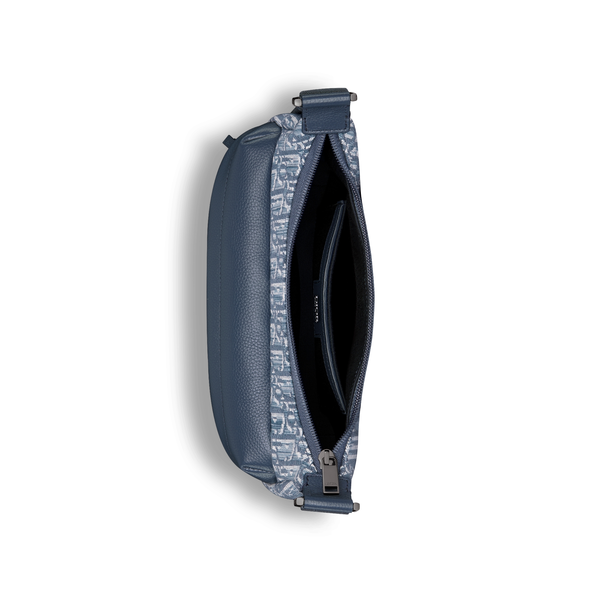 Small Rider Soft Hobo Bag Blue Dior Oblique Jacquard and Blue Grained Calfskin E06