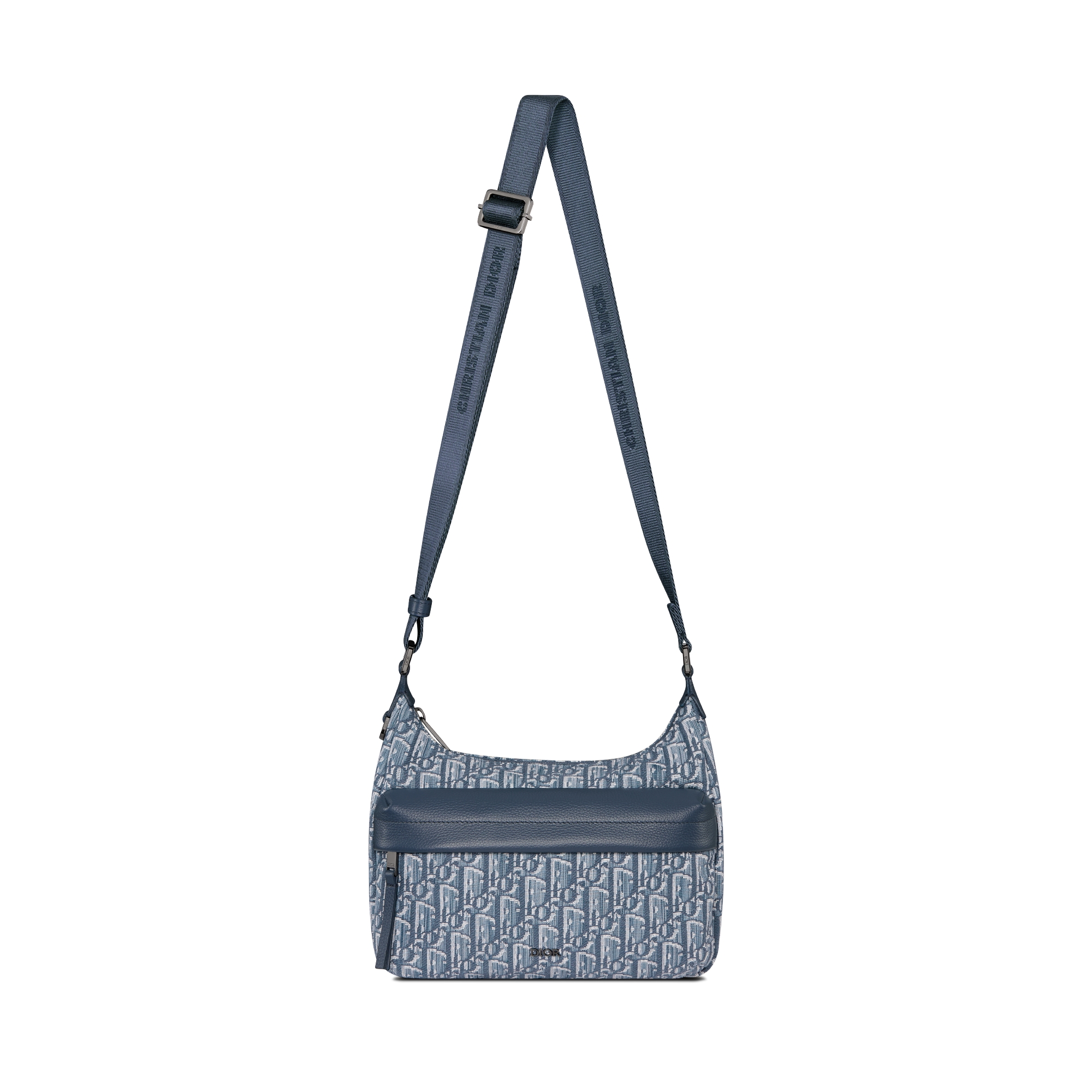 Small Rider Soft Hobo Bag Blue Dior Oblique Jacquard and Blue Grained Calfskin E07