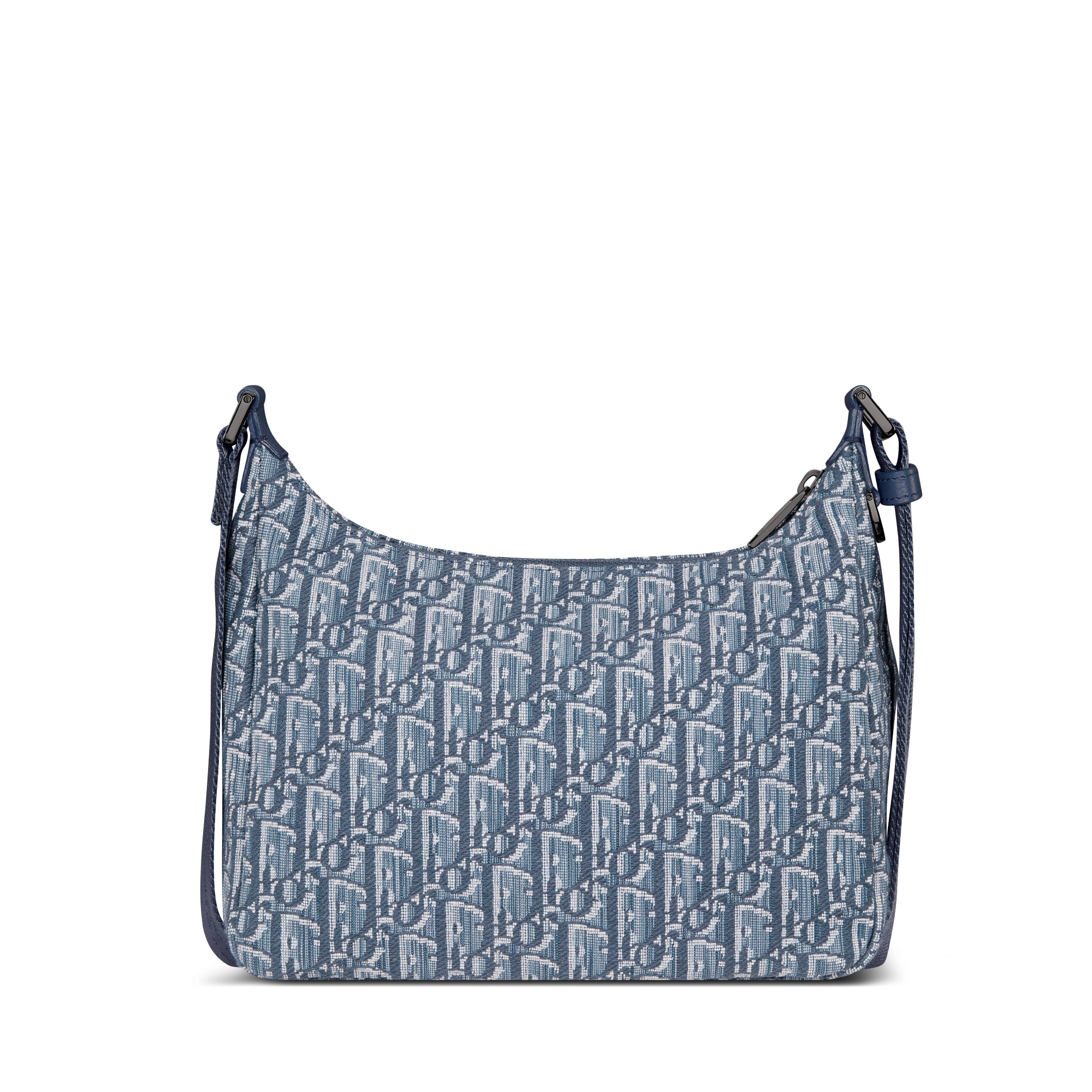 Small Rider Soft Hobo Bag Blue Dior Oblique Jacquard and Blue Grained Calfskin E08