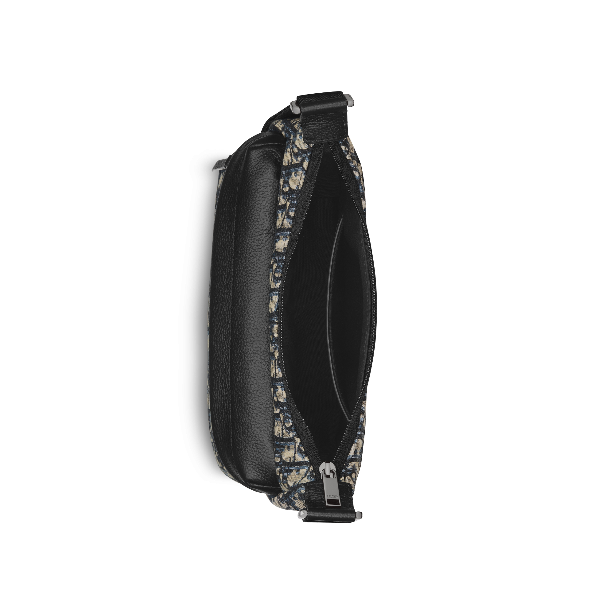 Small Rider Soft Hobo Bag Beige and Black Dior Oblique Jacquard with Black Grained Calfskin E06